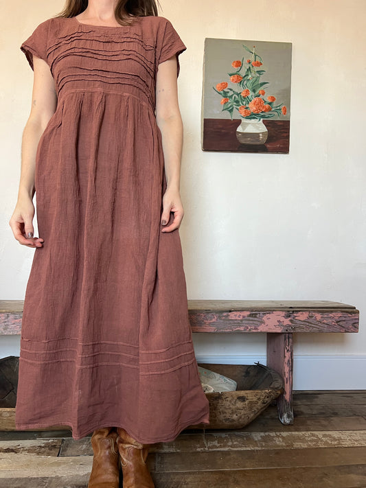 Oaxacan Prairie Dress in Rust
