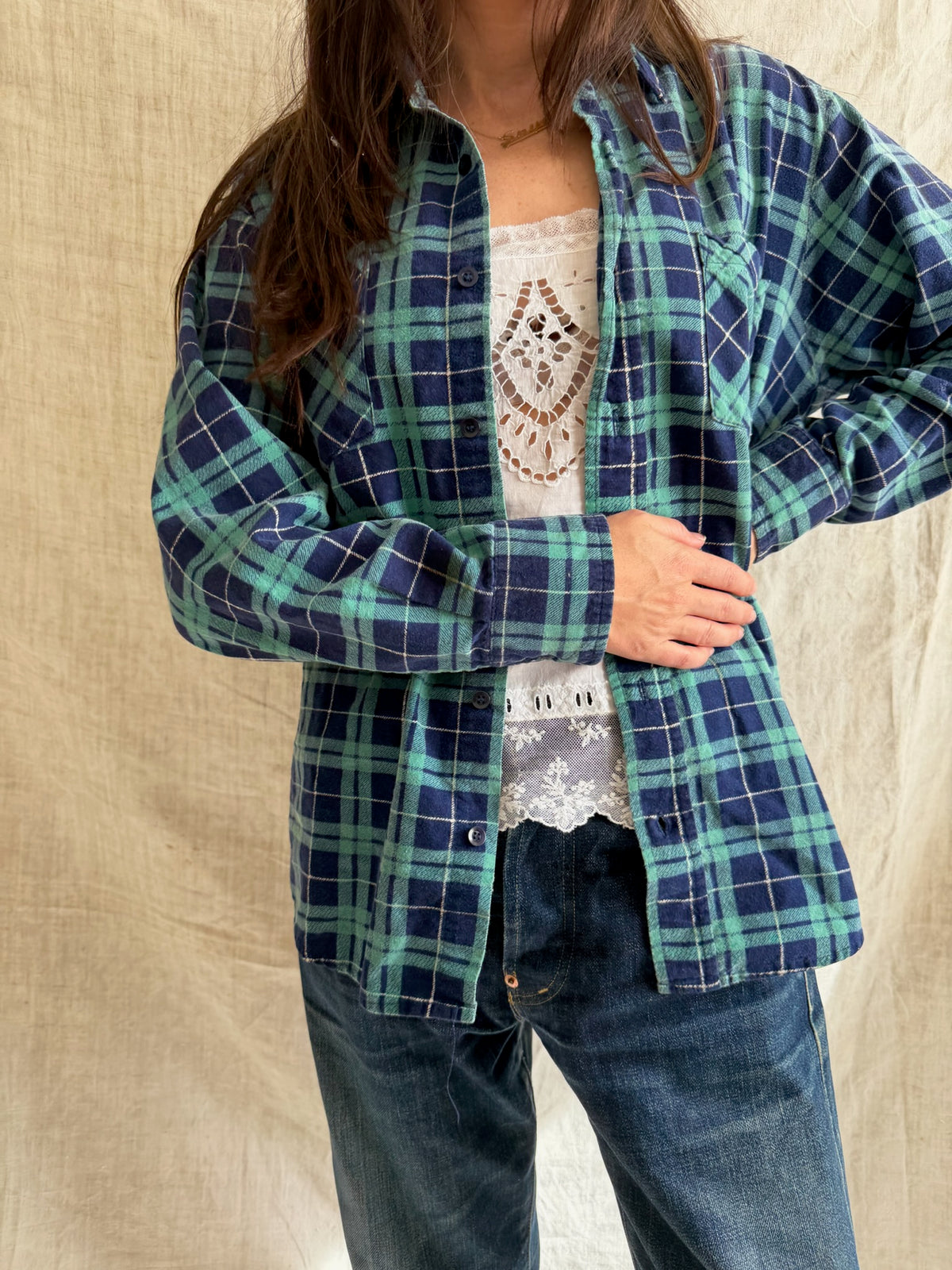 Navy + Teal Flannel