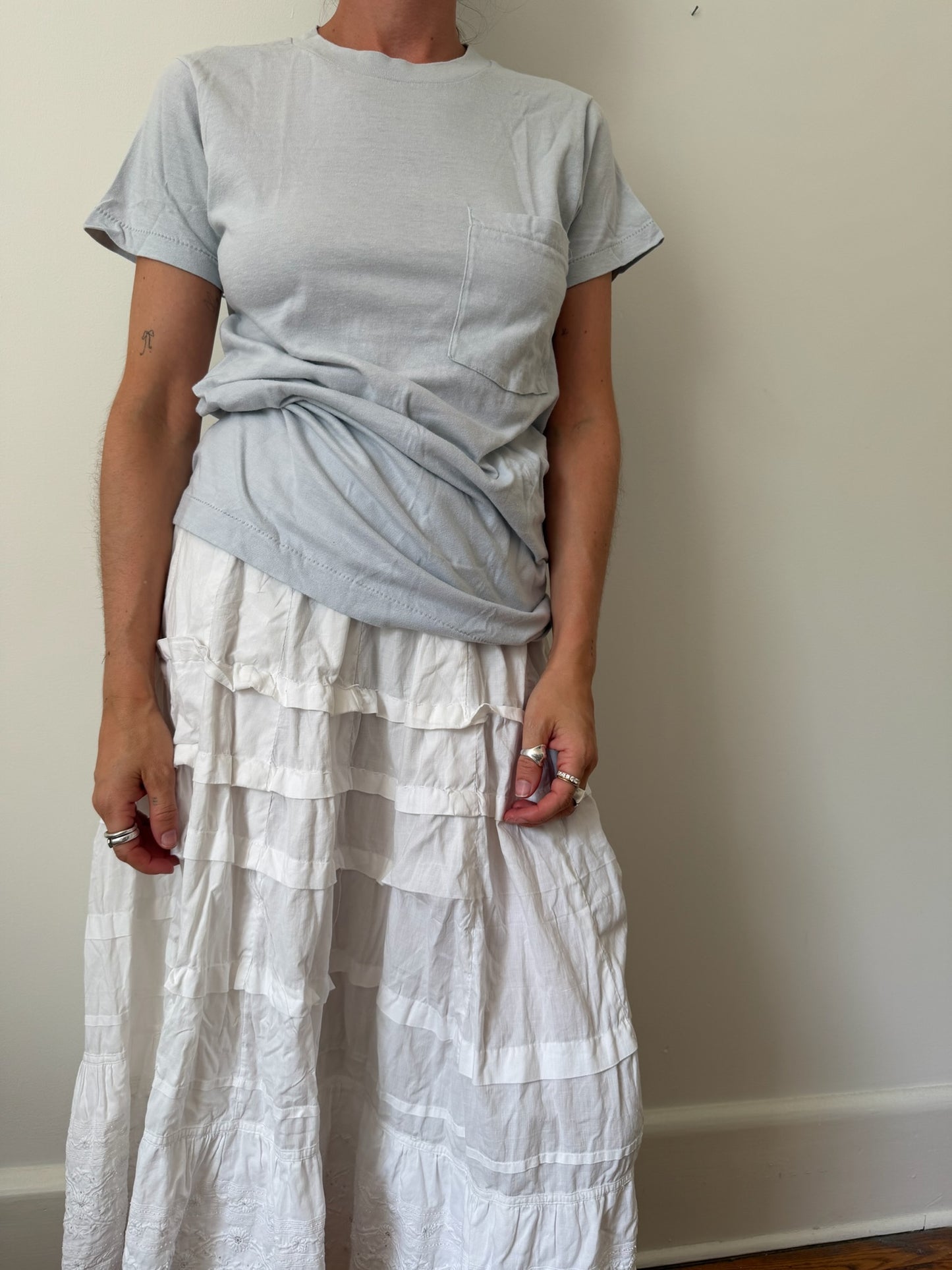 Pale Blue Grey Blank Pocket Tee