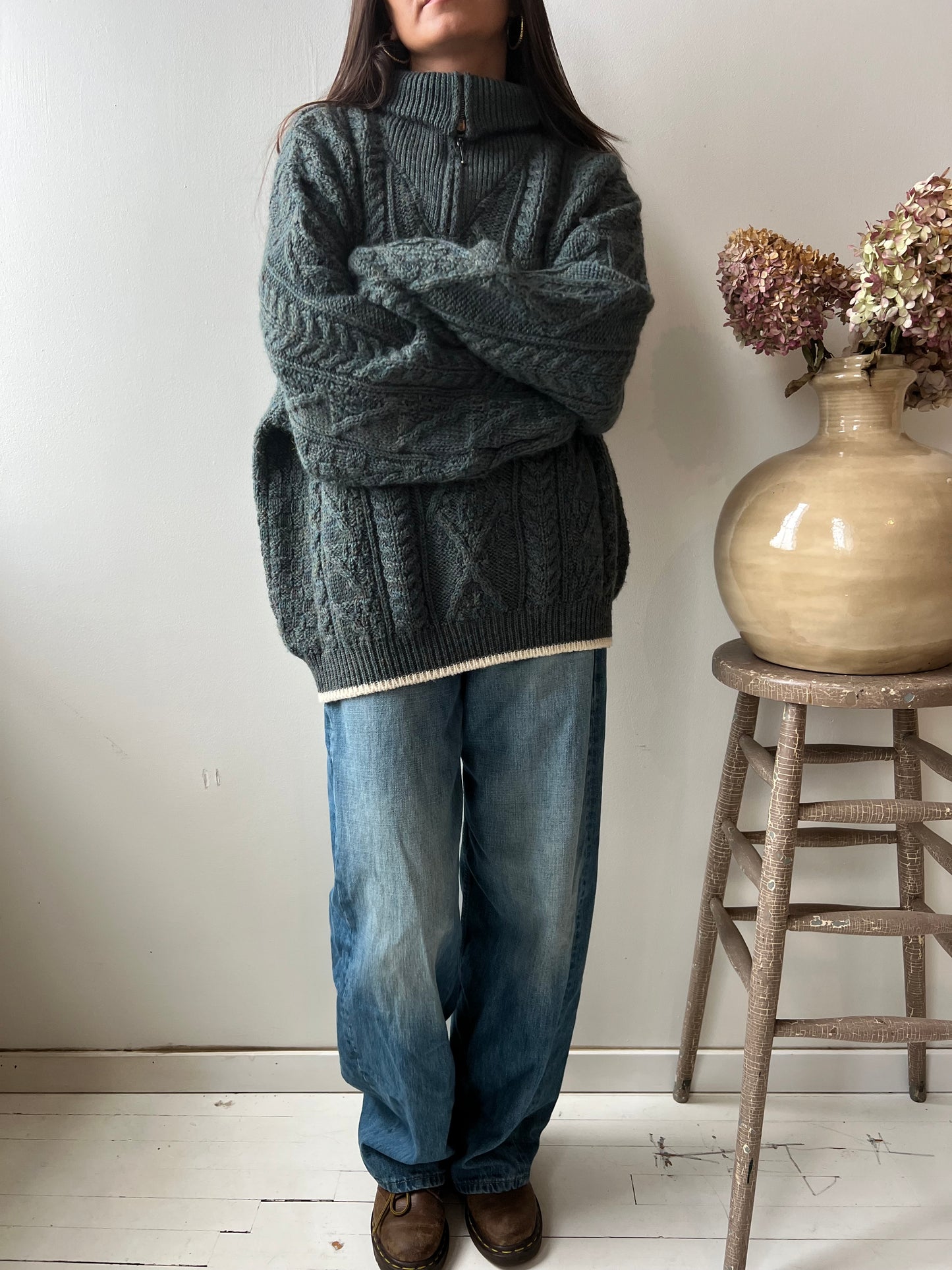 Green Speckled Wool Turtleneck