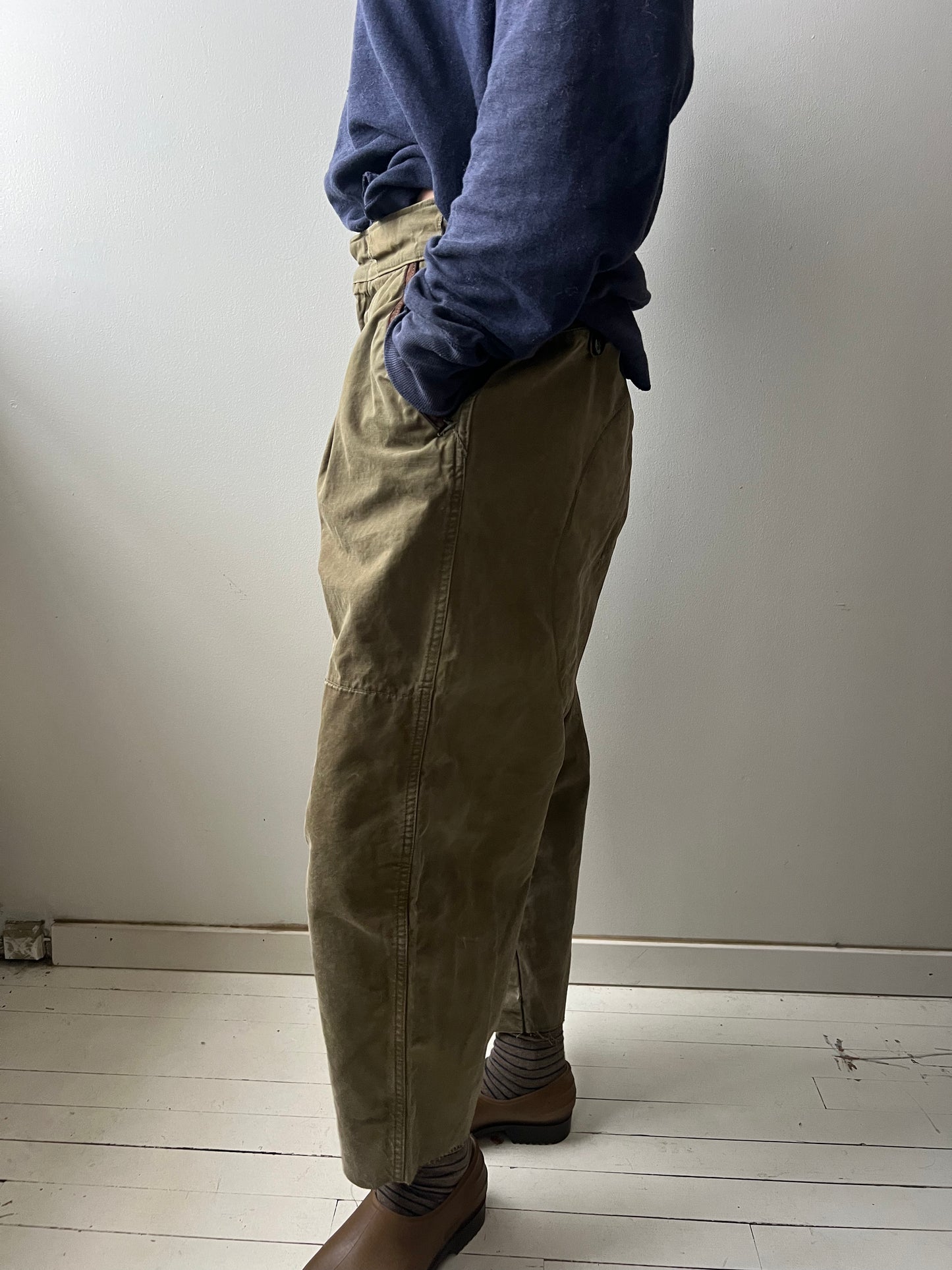 Green Cropped Military Trouser