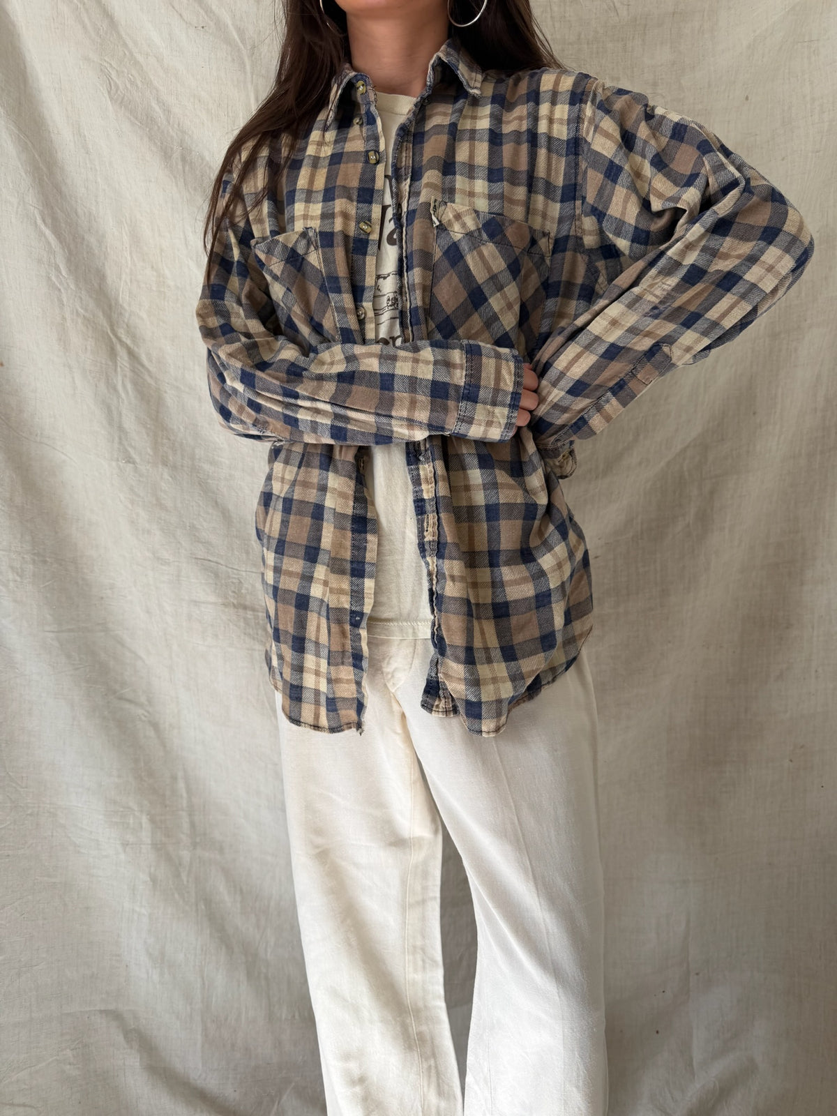 Super Thin Tan + Blue Flannel