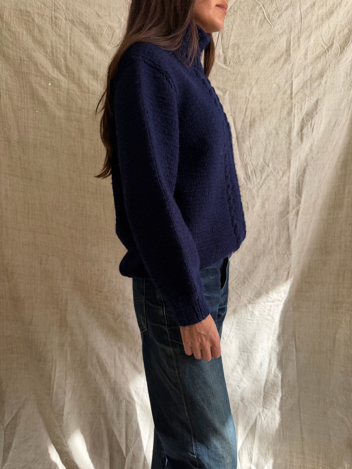 Navy Wool Heavy Knit Sweater