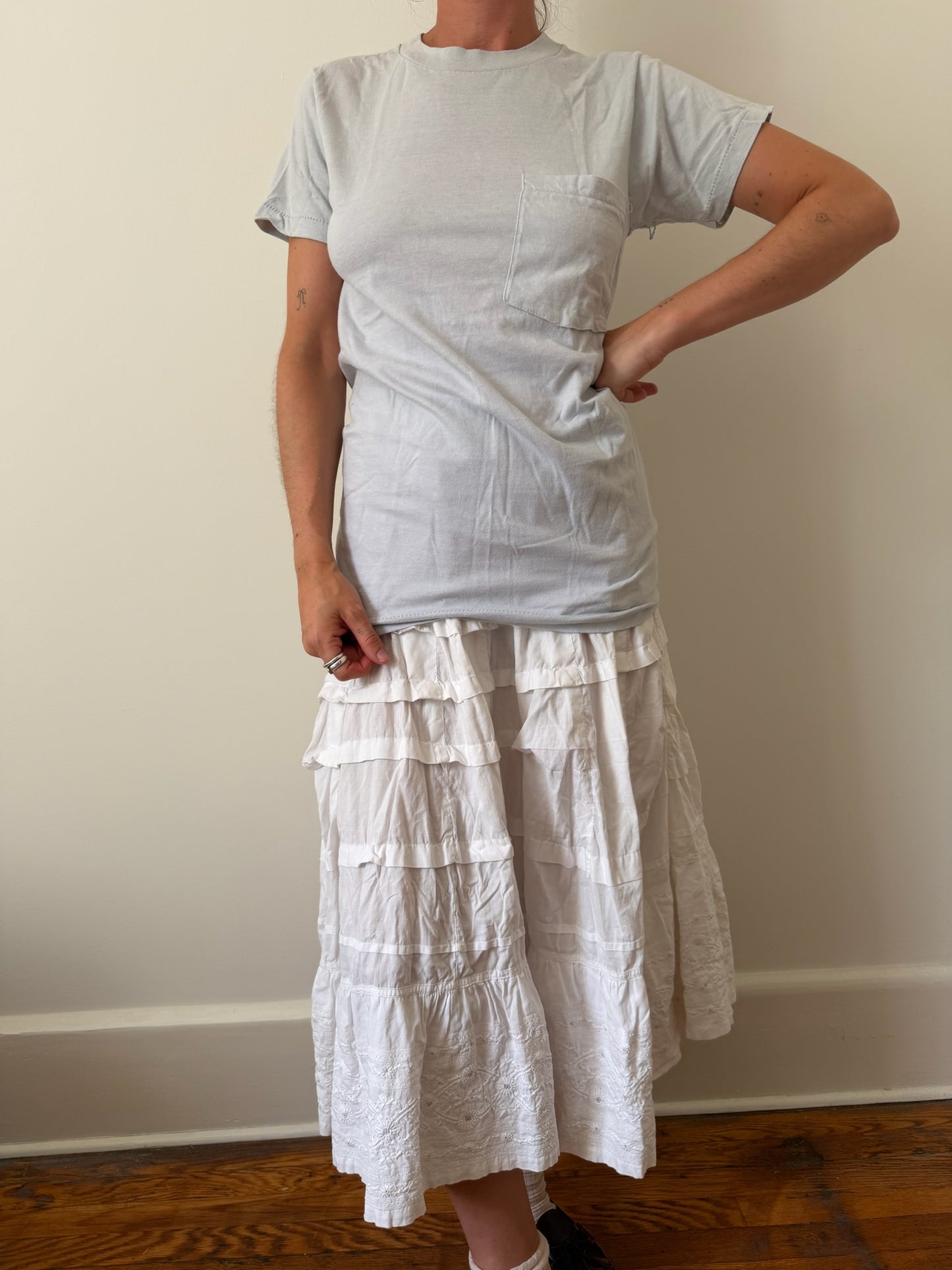Pale Blue Grey Blank Pocket Tee