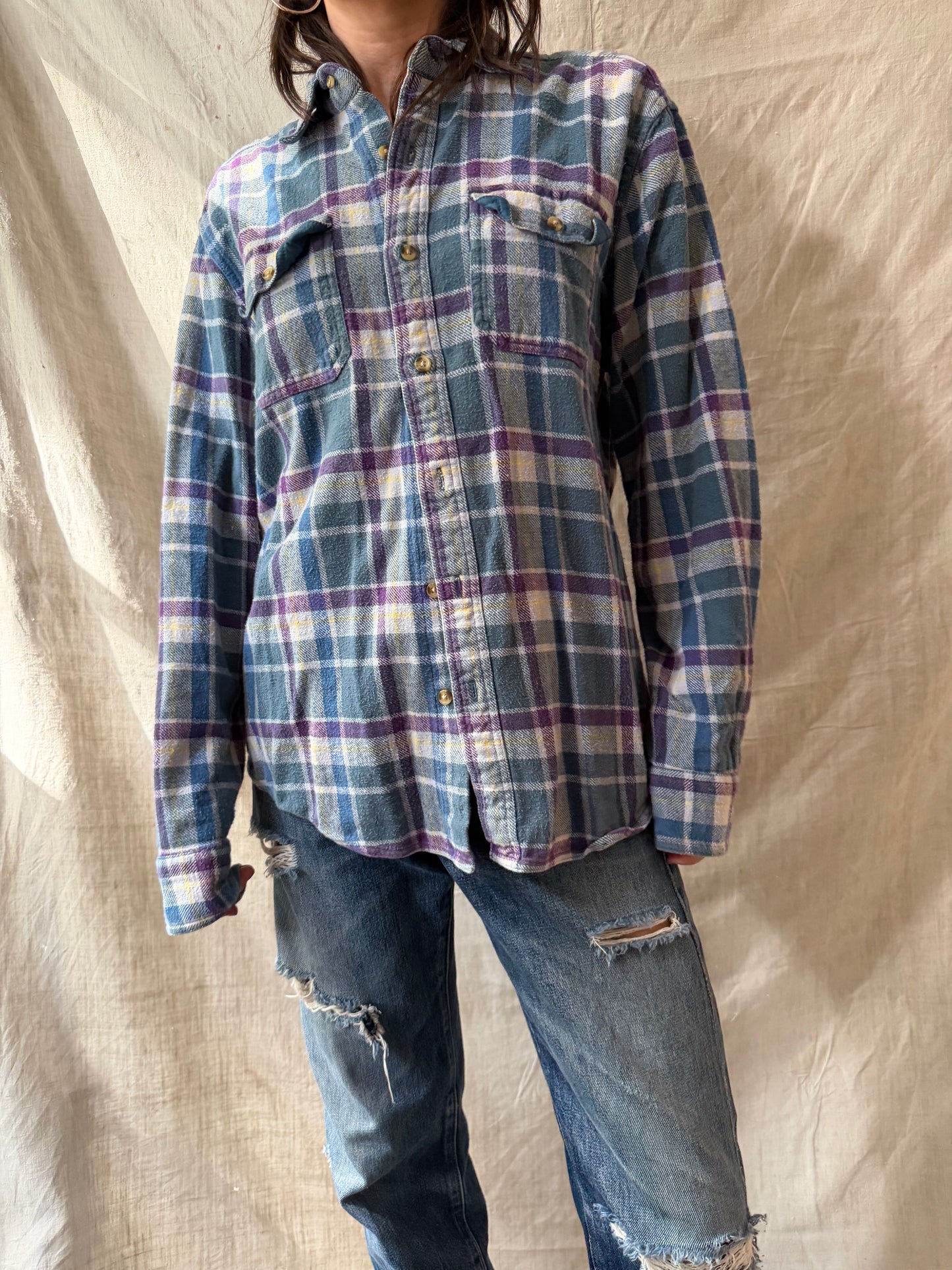 Blue + Purple Plaid Flannel