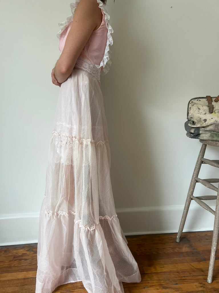 Pink Ruffle Tea Party Sheer Dress