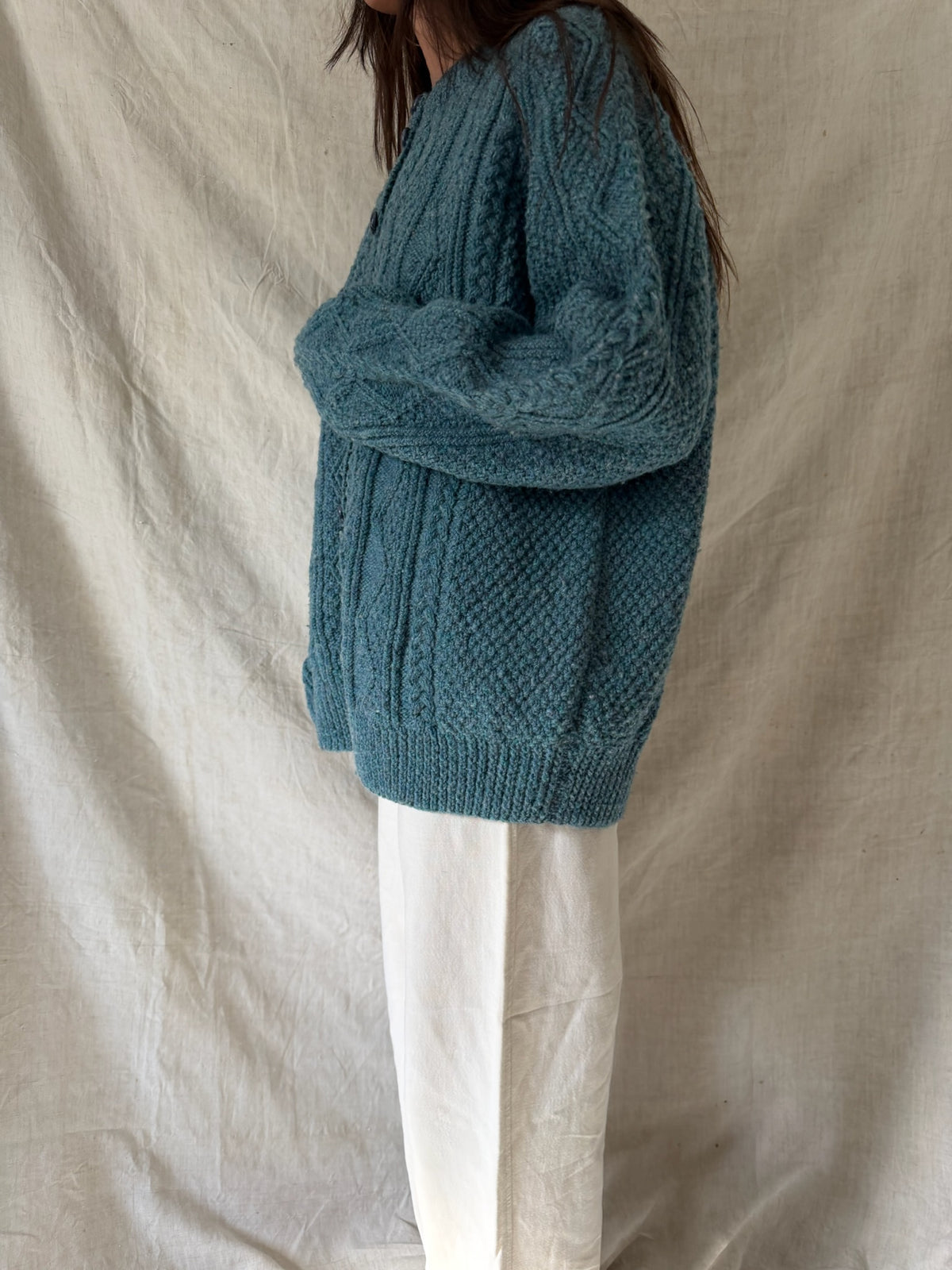 Sea Blue Wool Cardigan