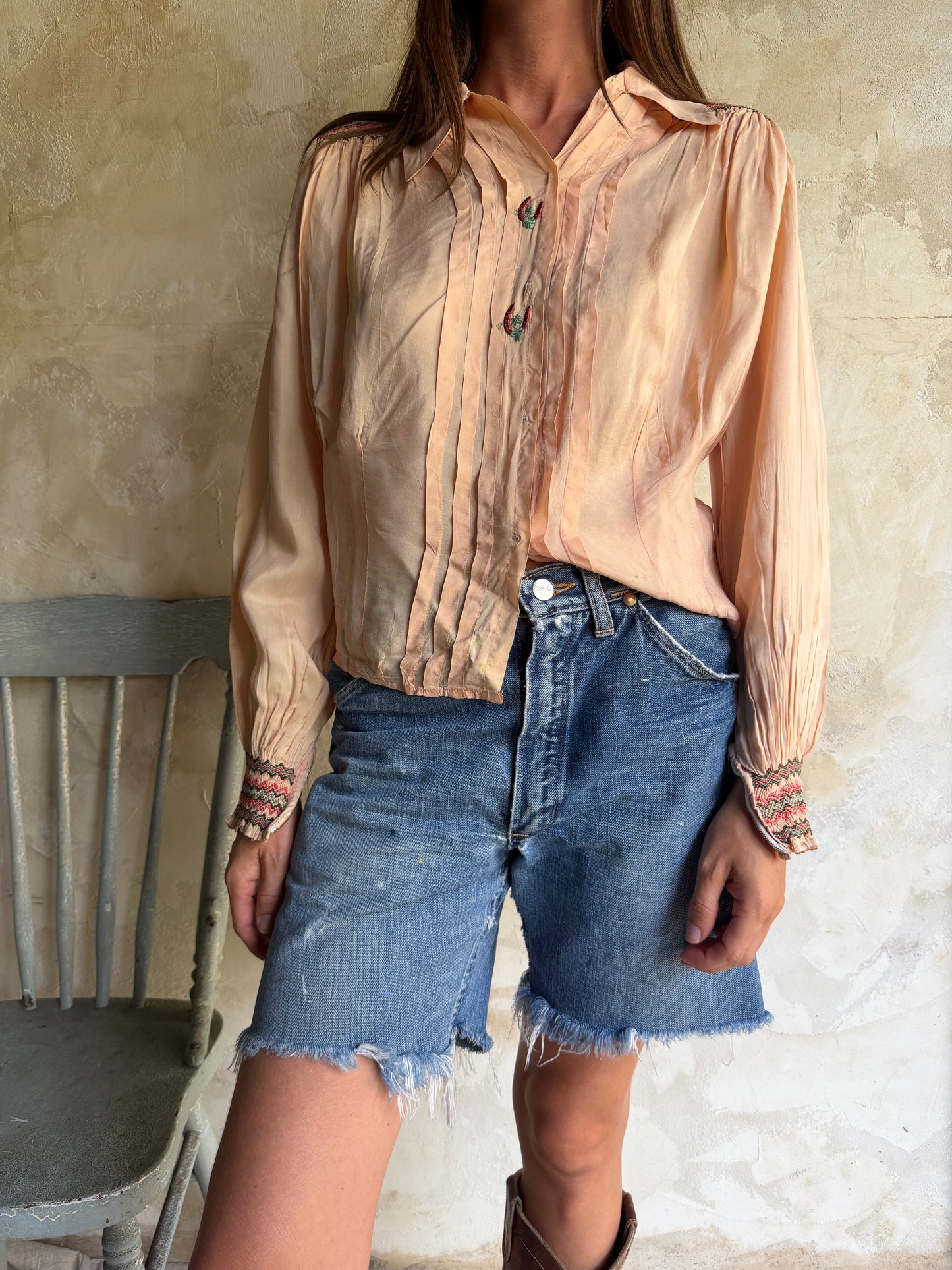 Antique Peachy Silk Blouse