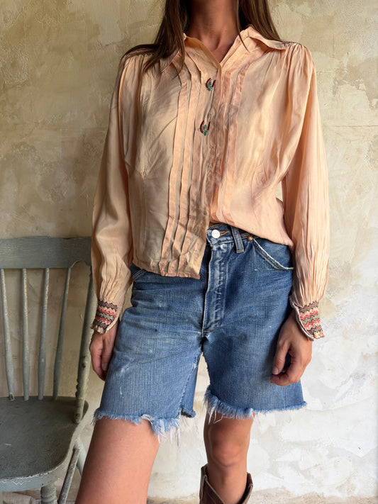 Antique Peachy Silk Blouse