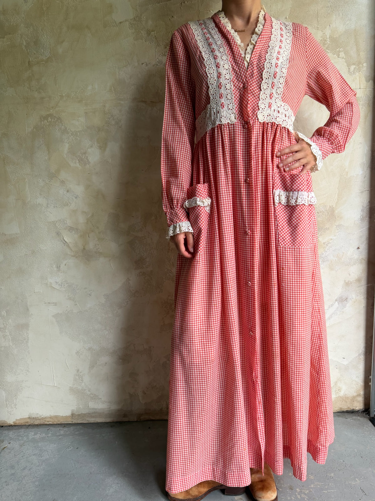 Red Gingham Long Dress