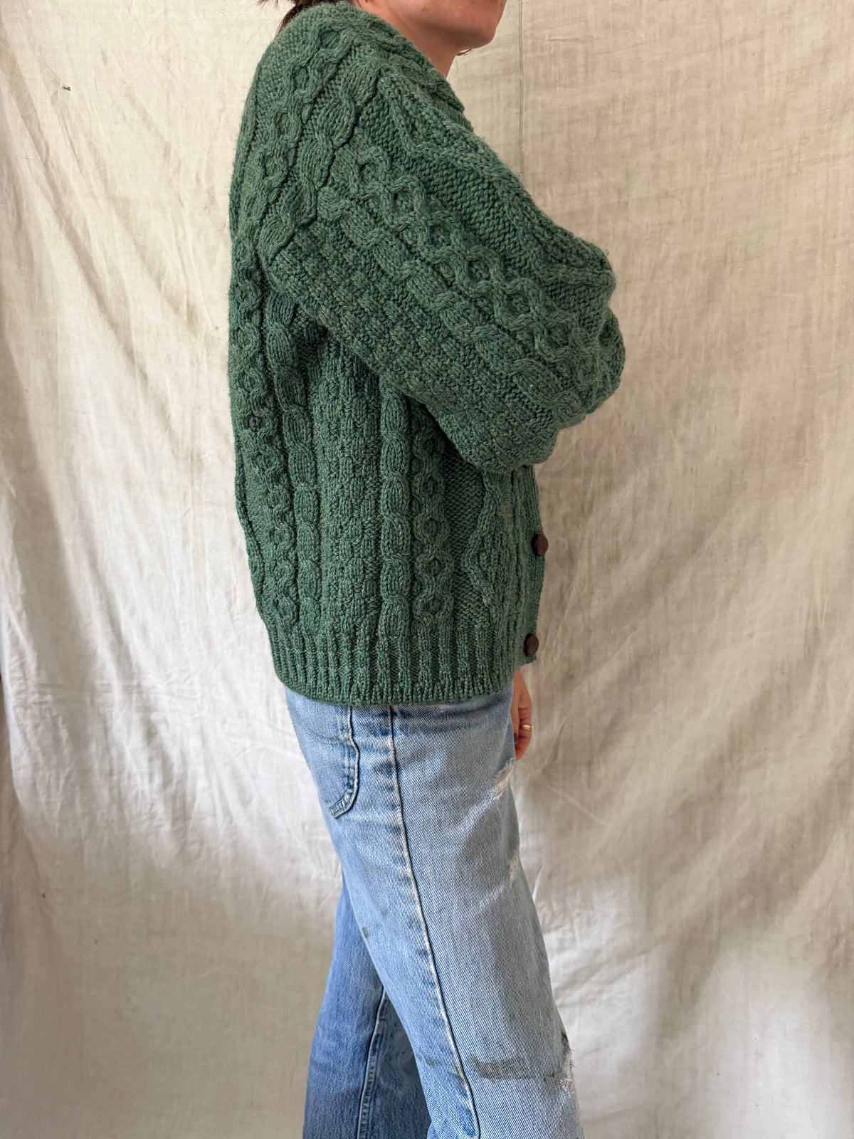 Green Irish Wool Cardigan