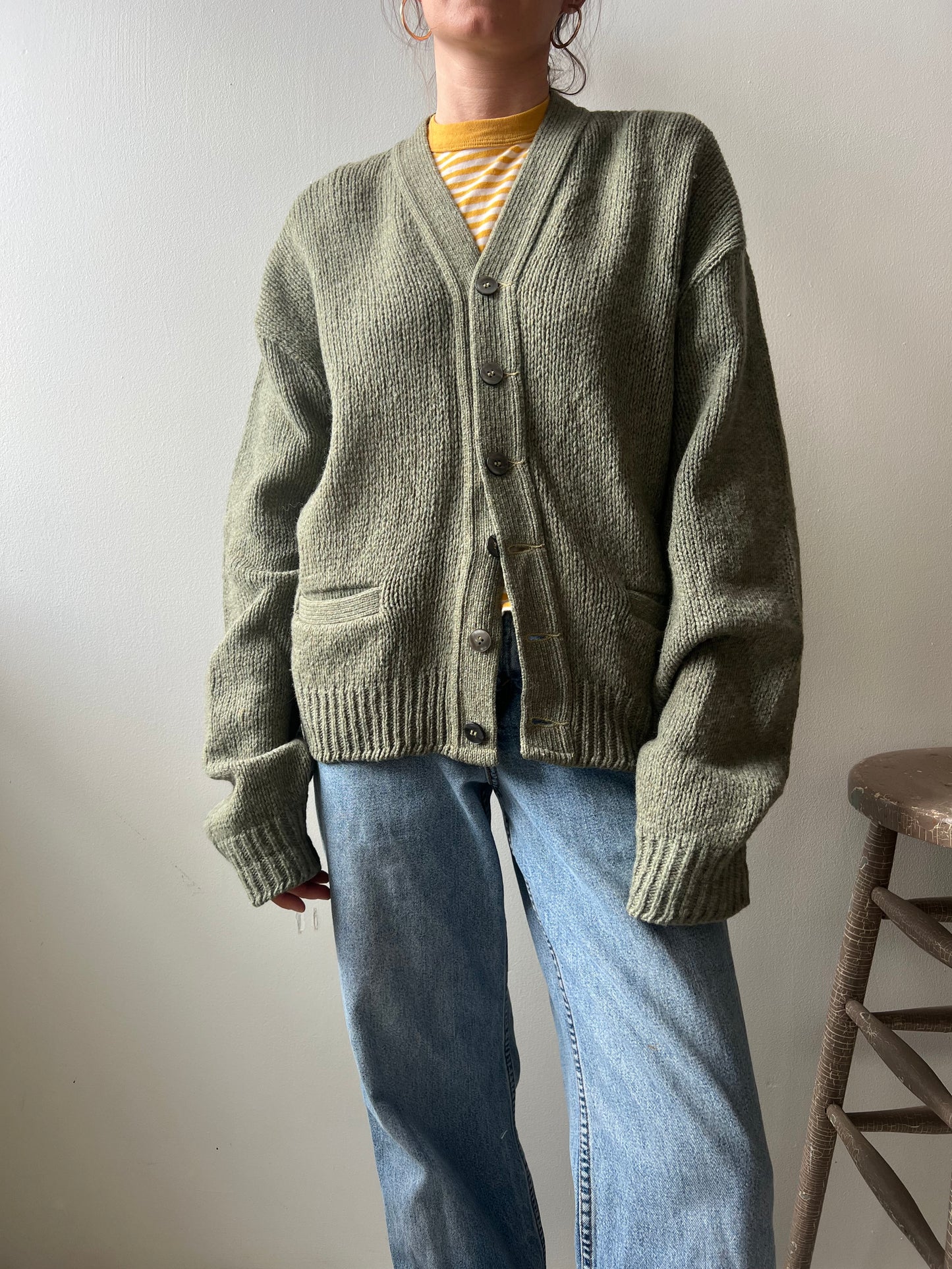 Sage Green Wool Cardigan