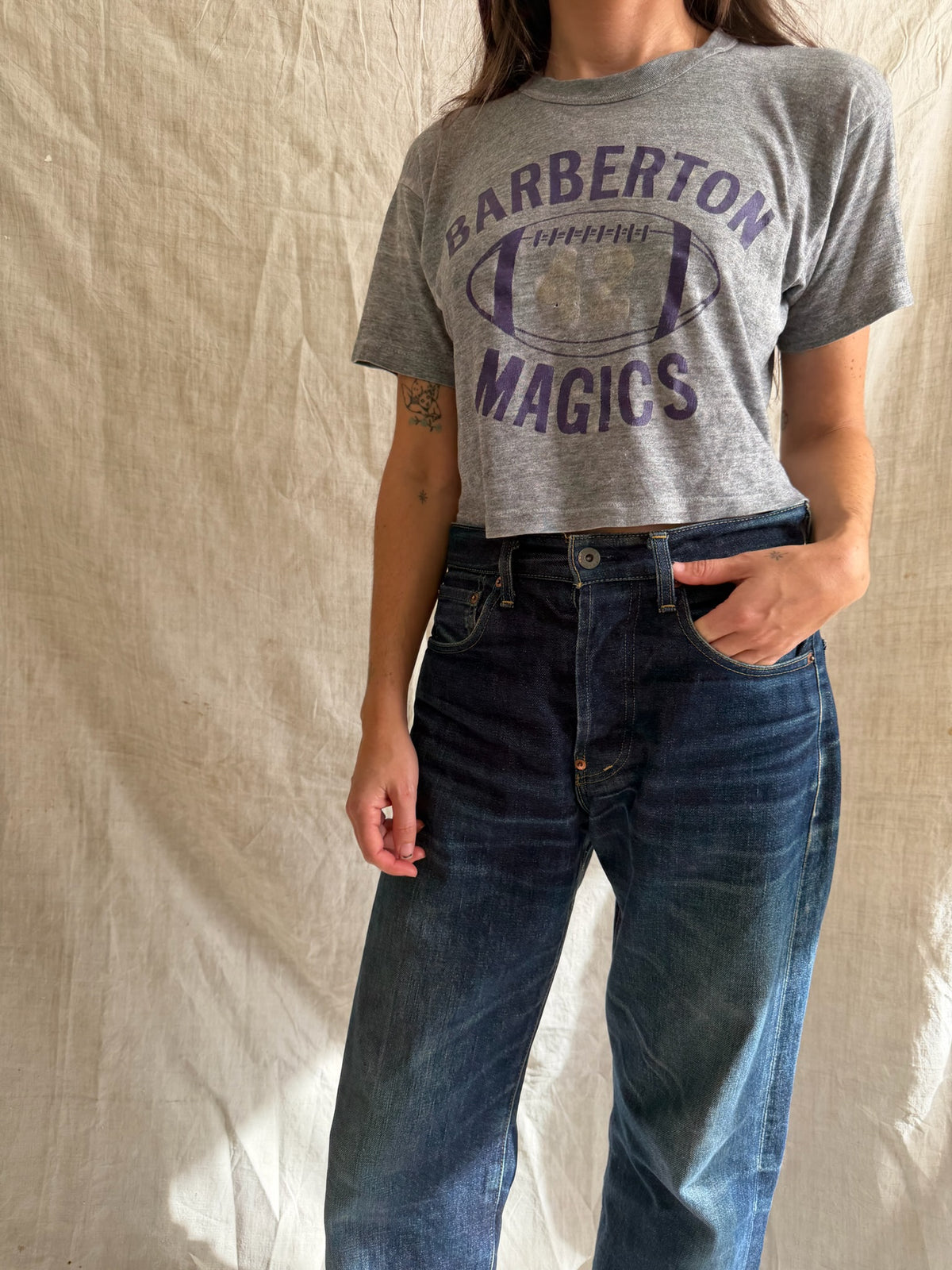Super Thin Cropped Barberton Varsity Tee