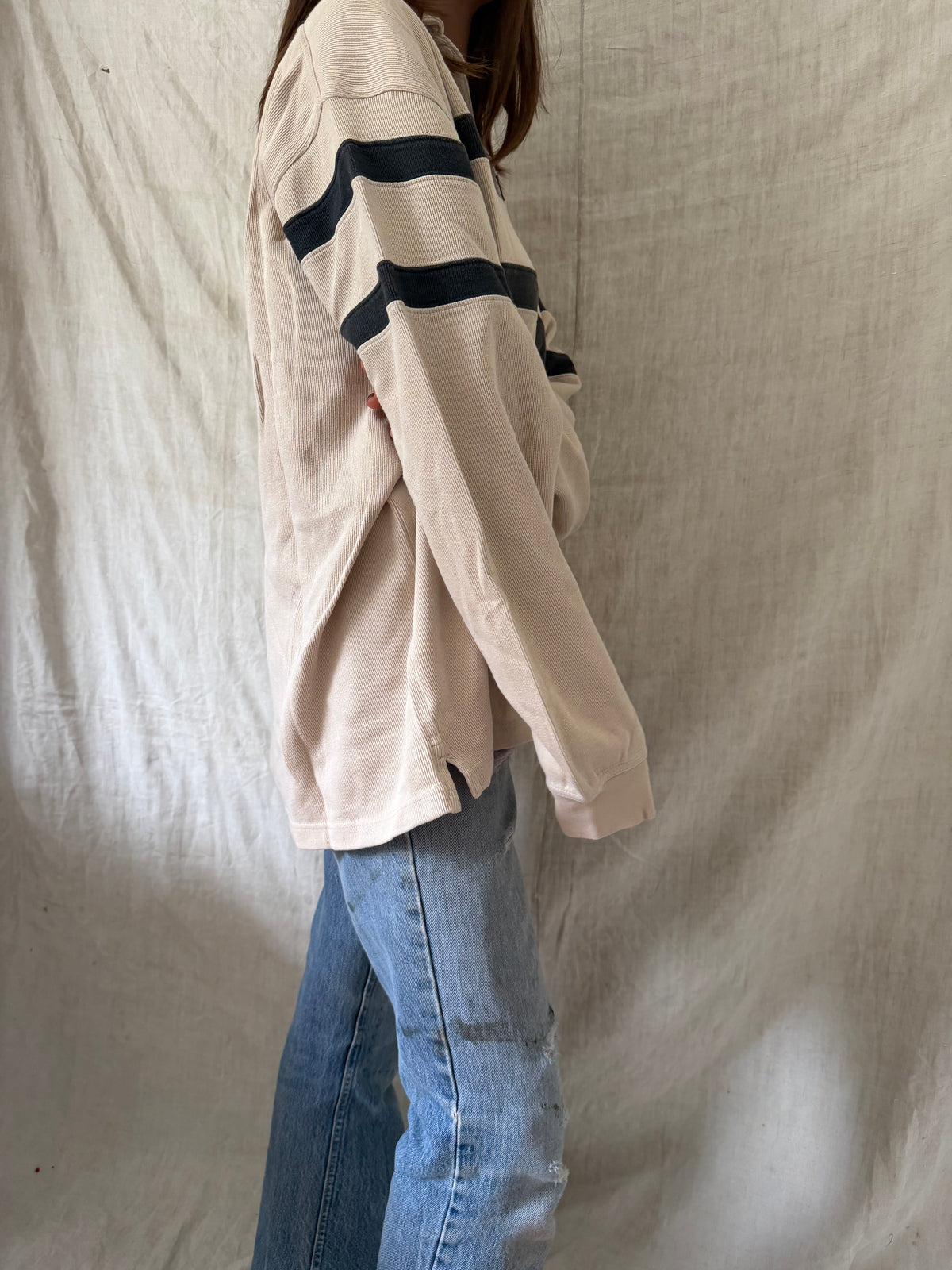 Grey Striped Rugby Shirt