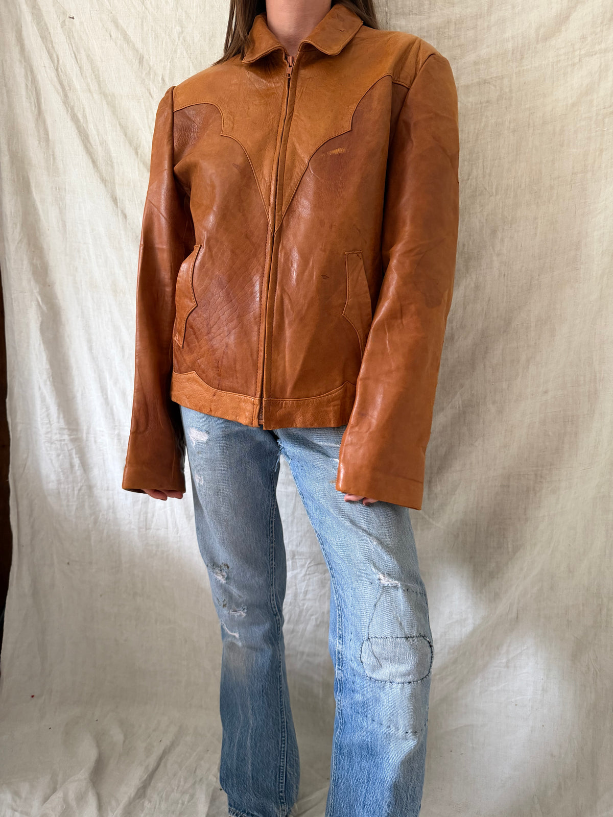 70s Tan Leather Jacket