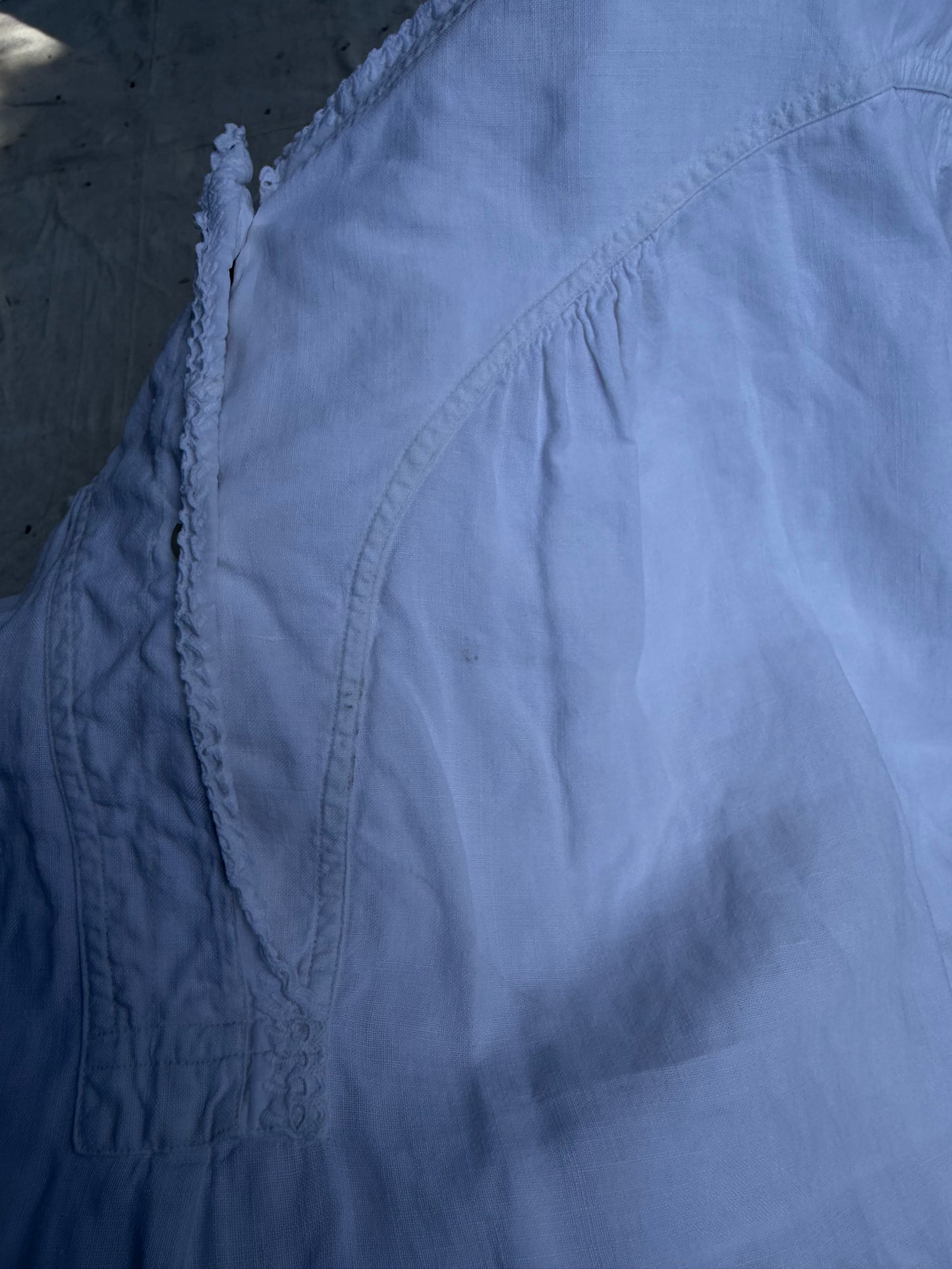 Antique Italian White Linen Smock