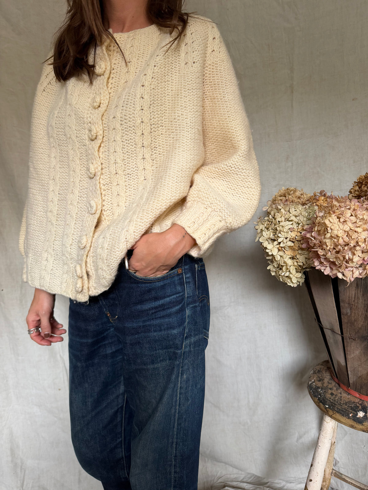 Handmade Cream Knit Cardigan