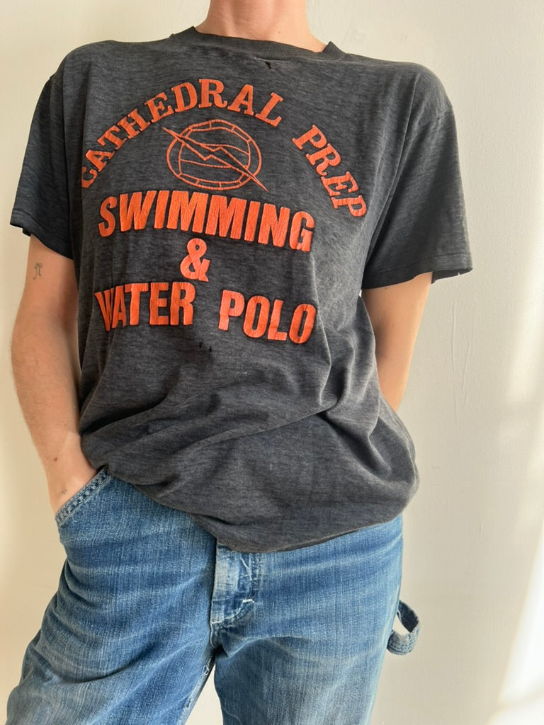 Faded Black Varsity Tee Polo Tee