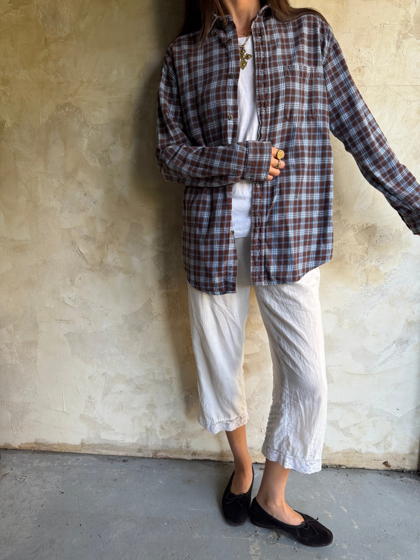 Baby Blue + Brown Flannel