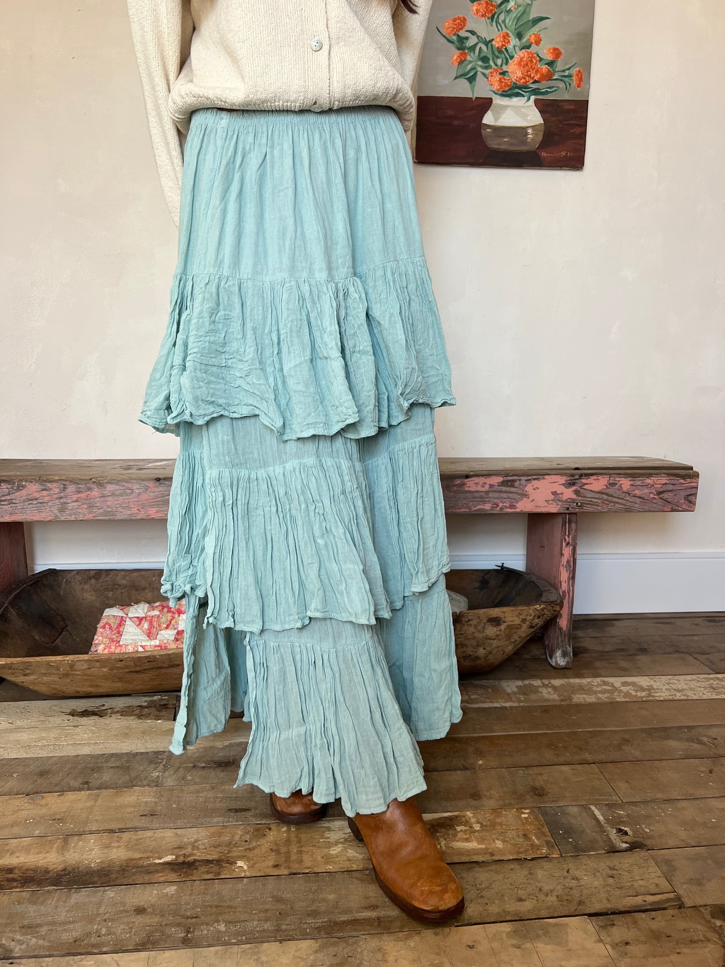 Oaxacan Seafoam Ruffle Skirt