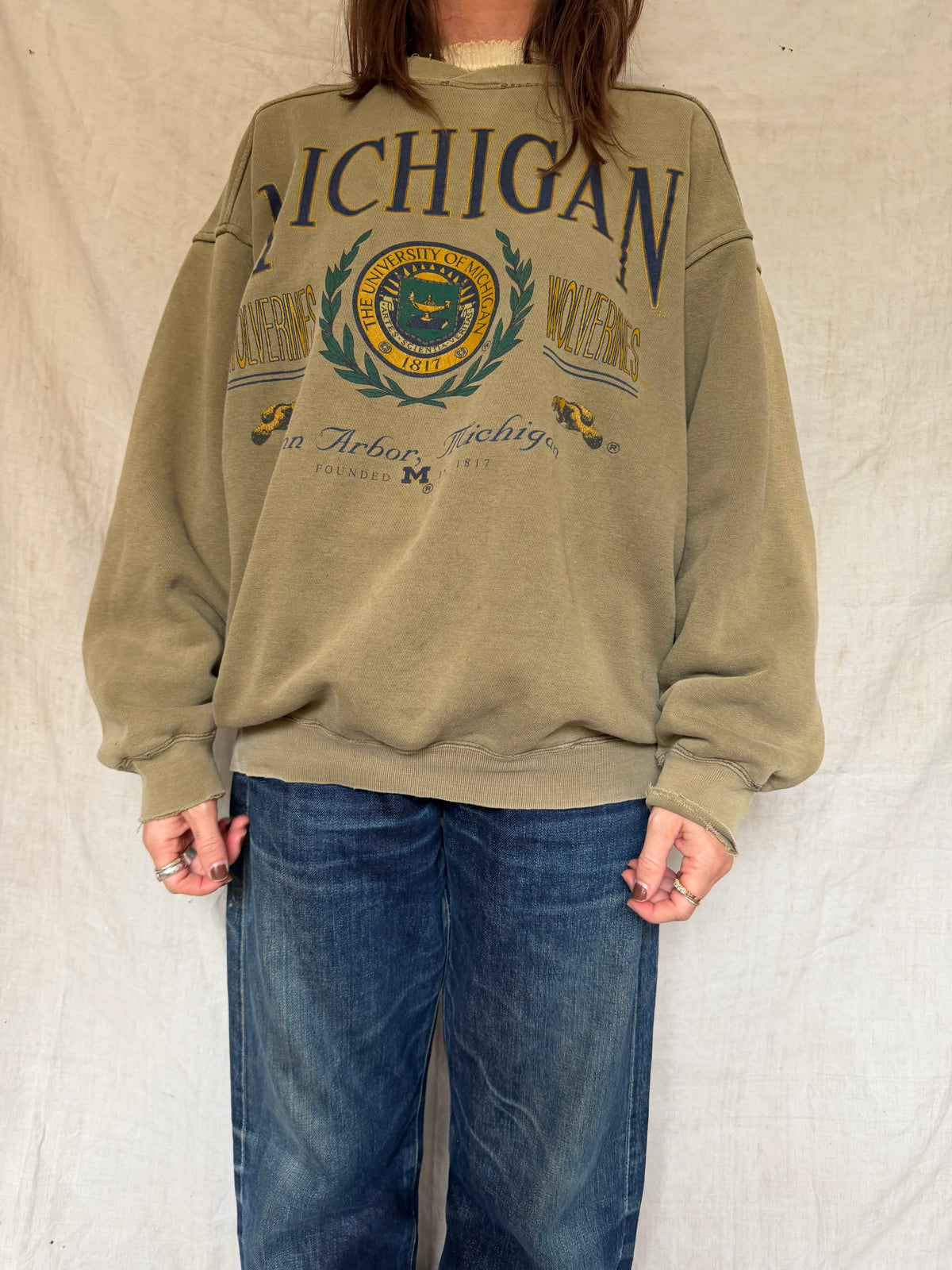 Faded Green Michigan Crewneck