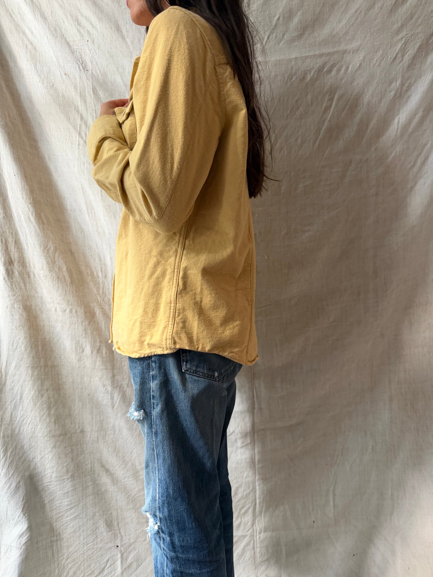 Butter Yellow Flannel Button-Up