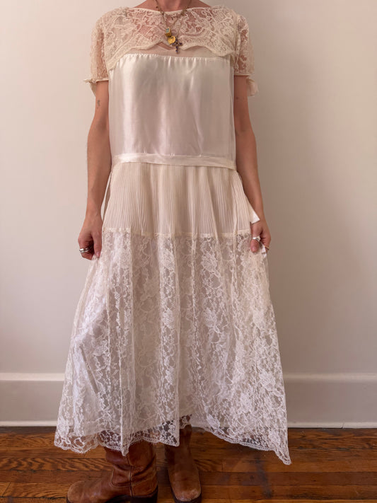1930s Silk + Lace Wedding Dress