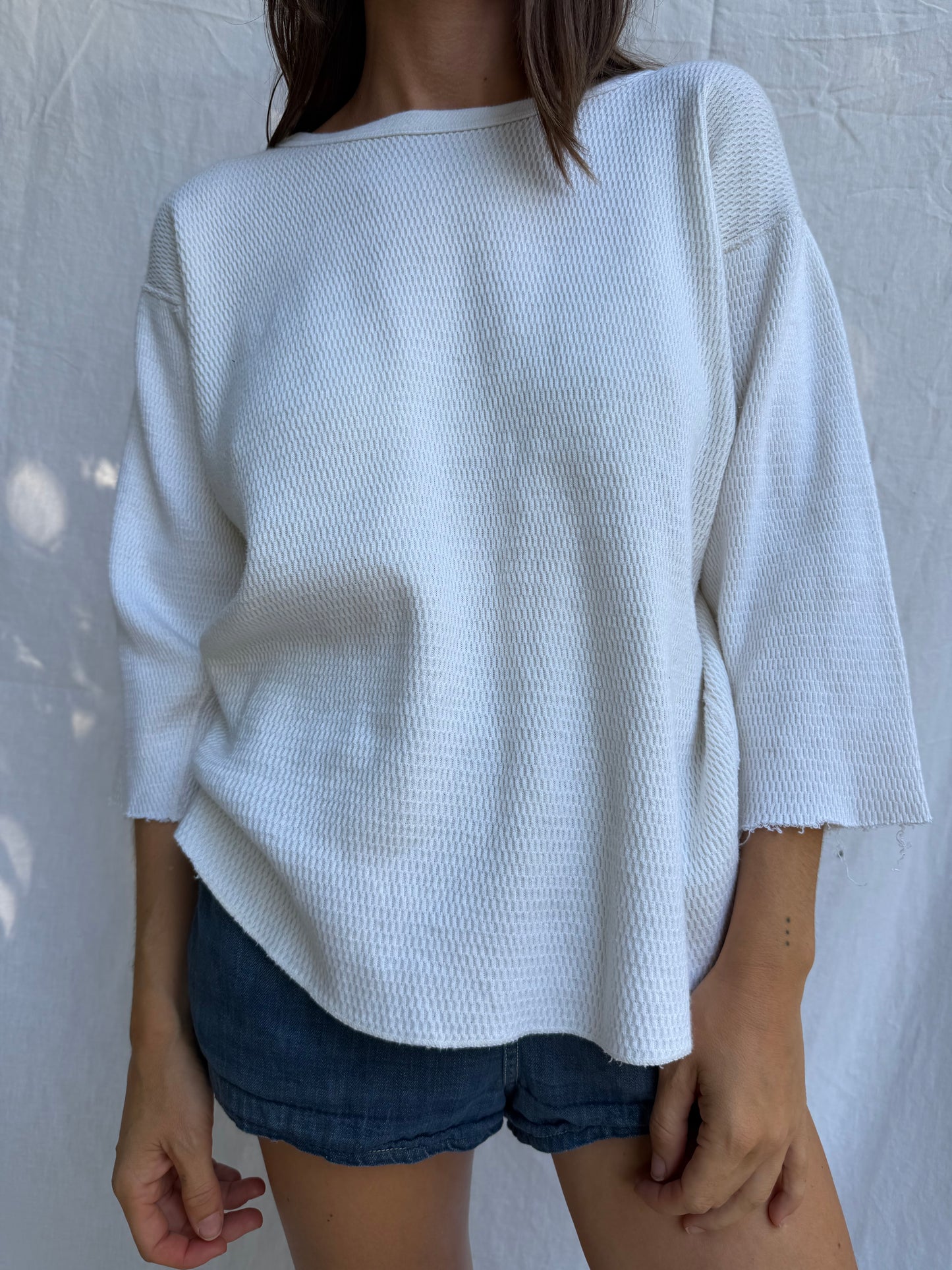 White Cropped Sleeve Thermal