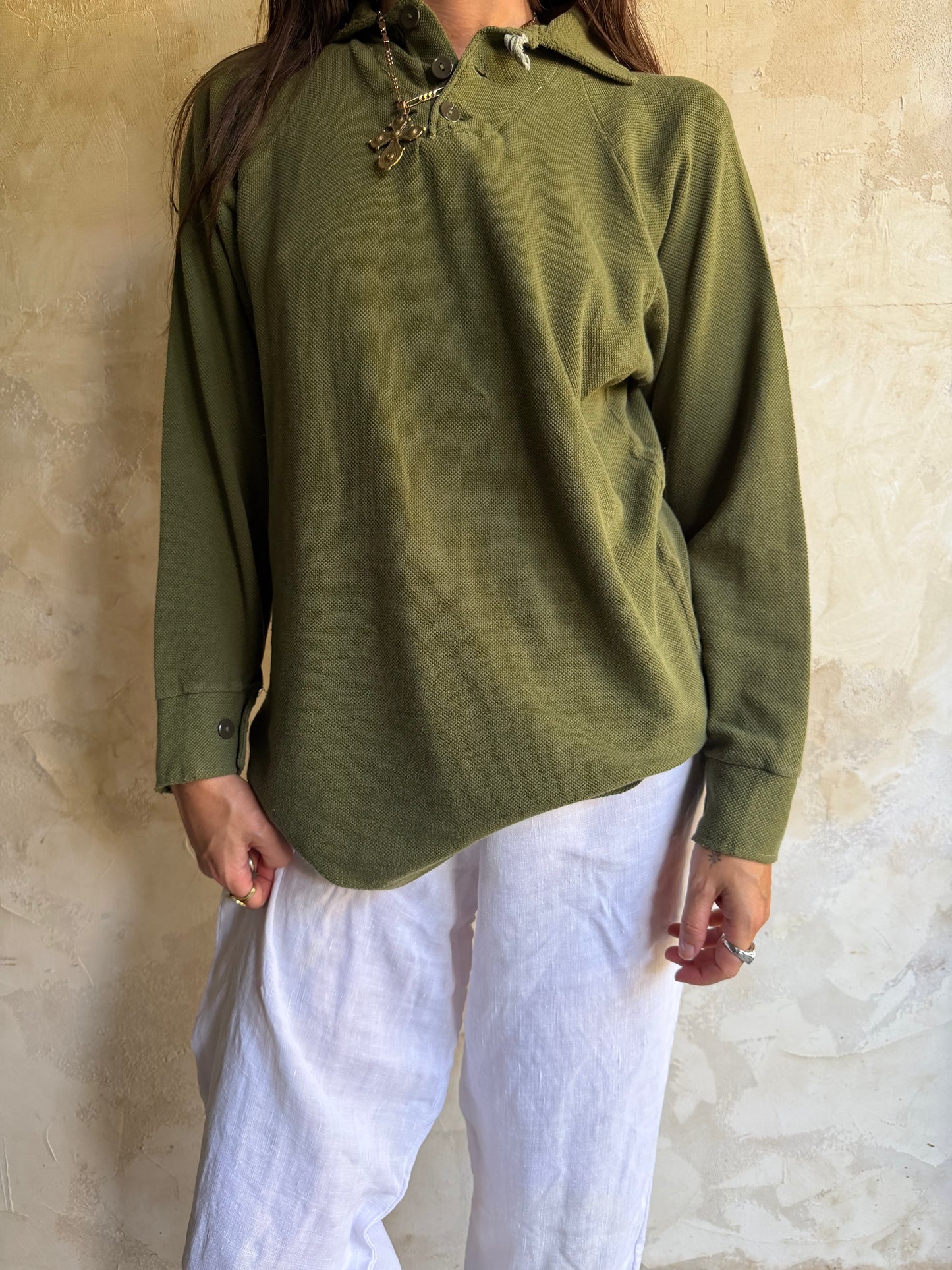 Army Green Waffled Polo