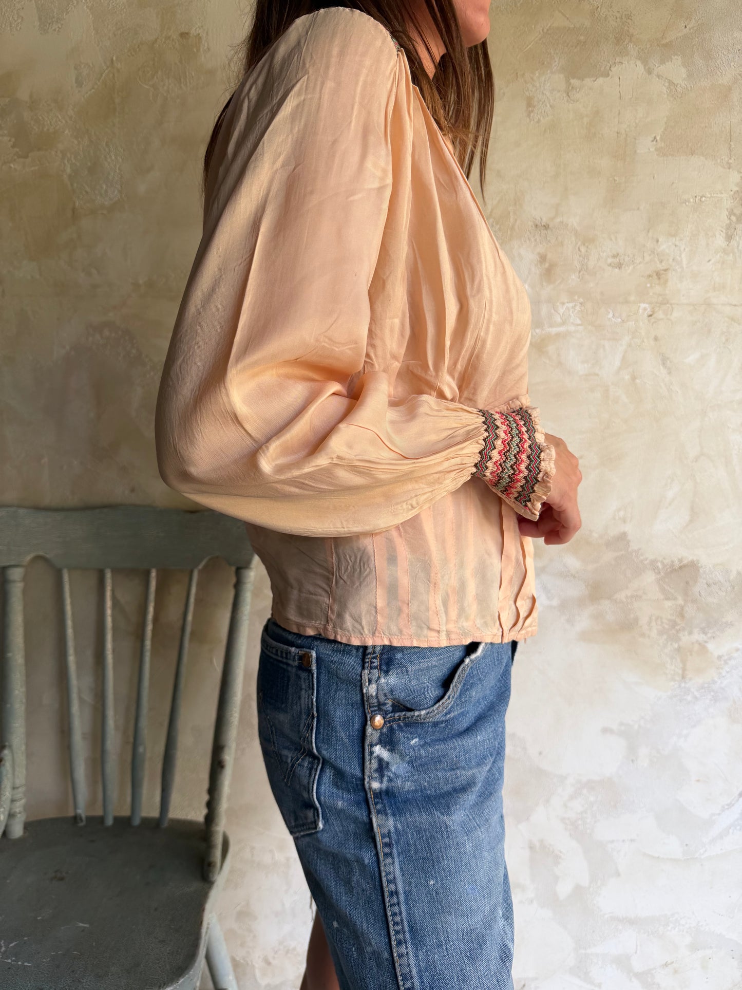 Antique Peachy Silk Blouse