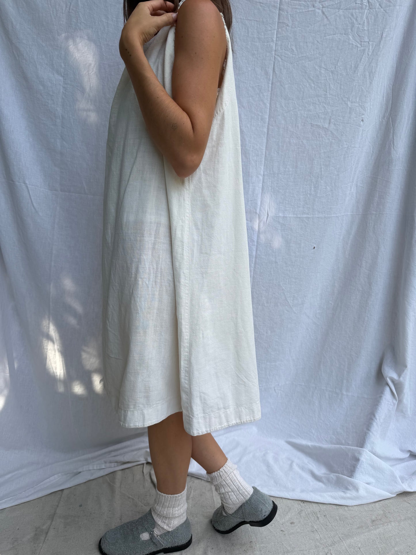 Off-White Victorian Cotton Smock with Bow
