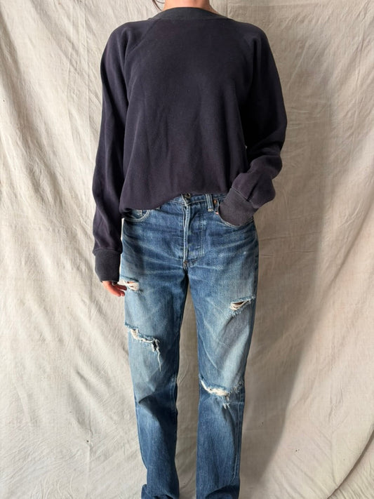 Faded Black + Navy Crewneck
