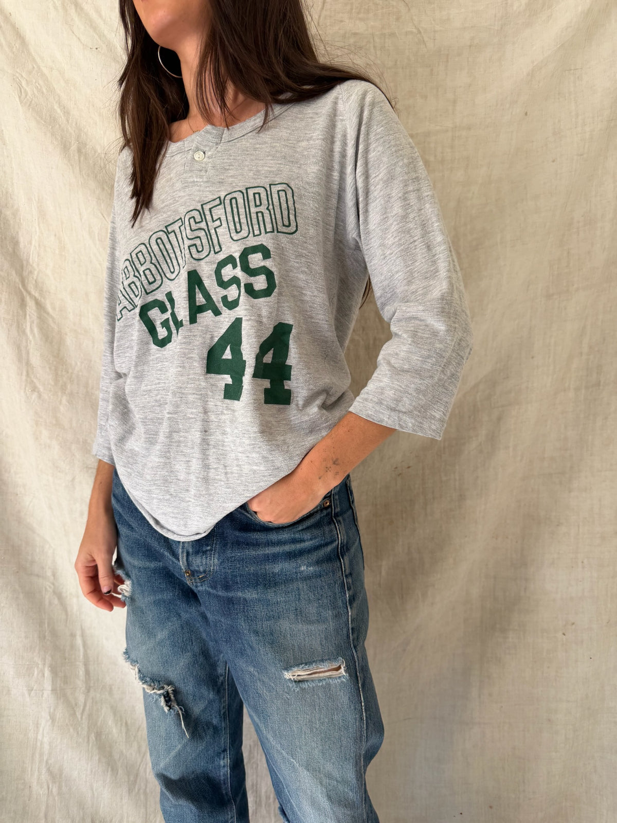 Thin Grey + Green Baseball 3/4 Length Sleeve