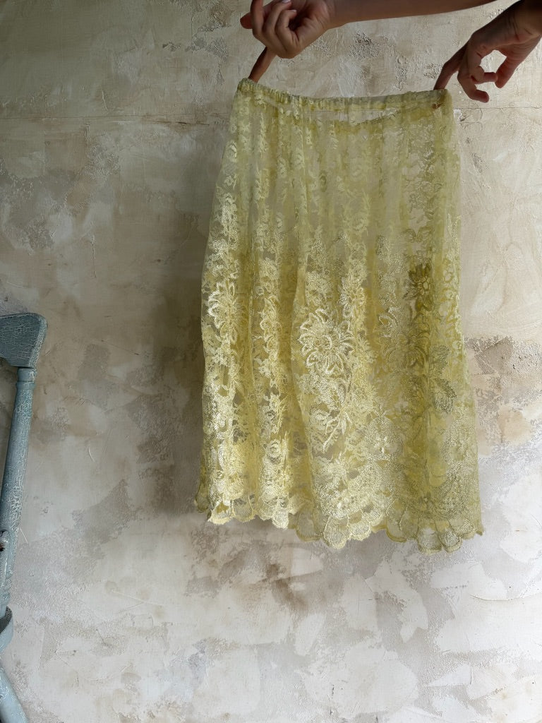 Reworked Yellow Lace Skirt