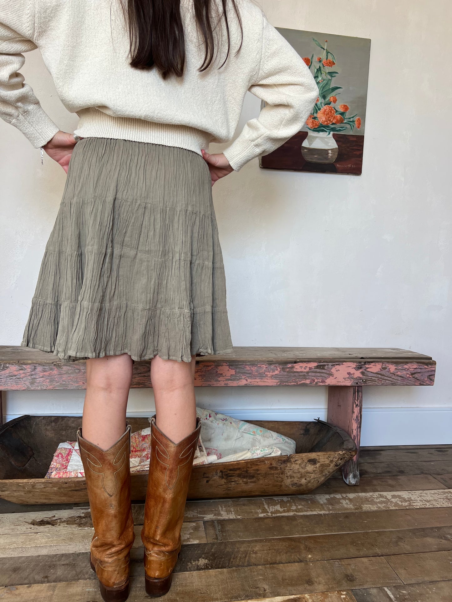Oaxacan Sage Short Cotton Skirt