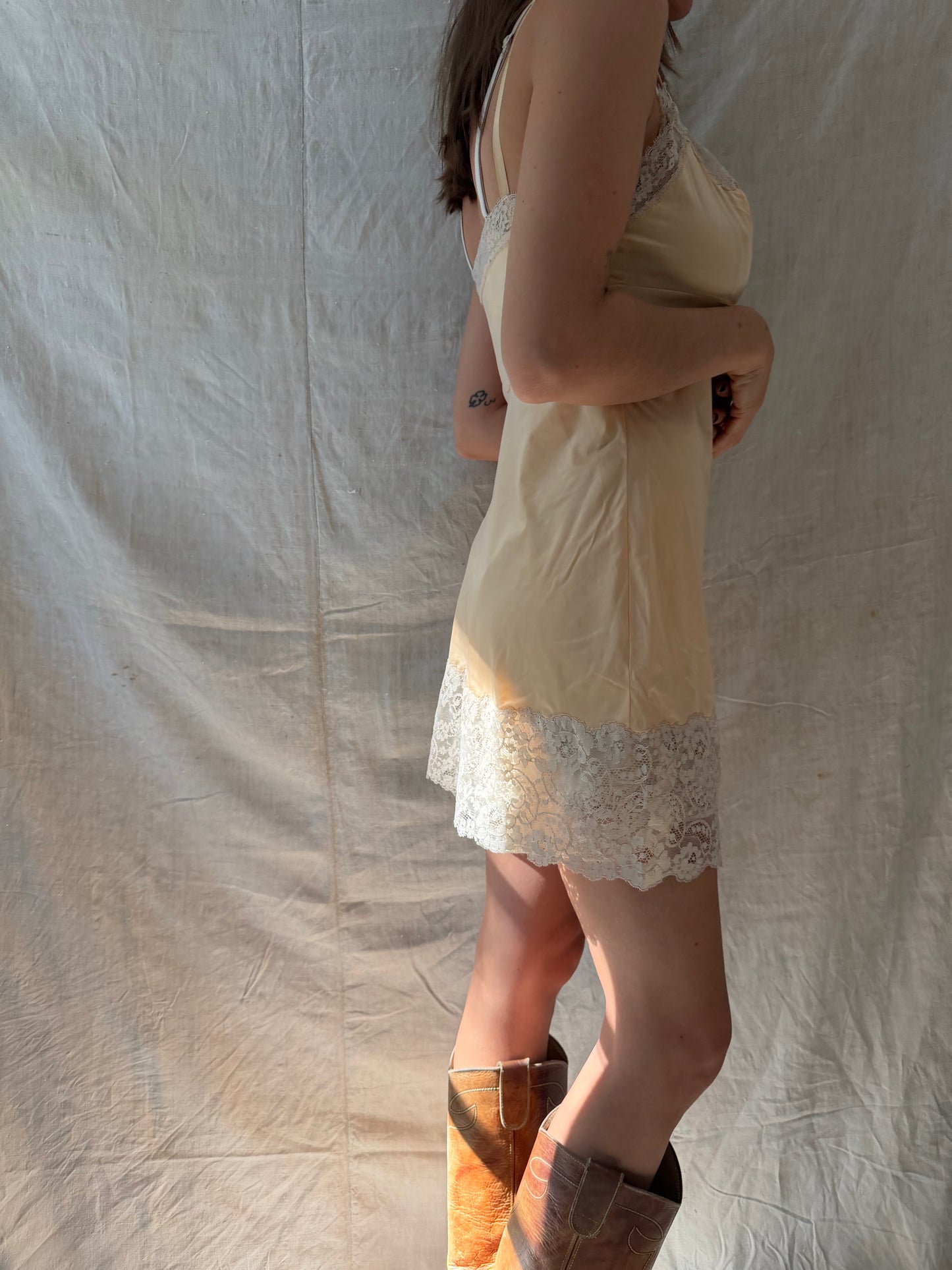 Nylon Peach Slip Dress