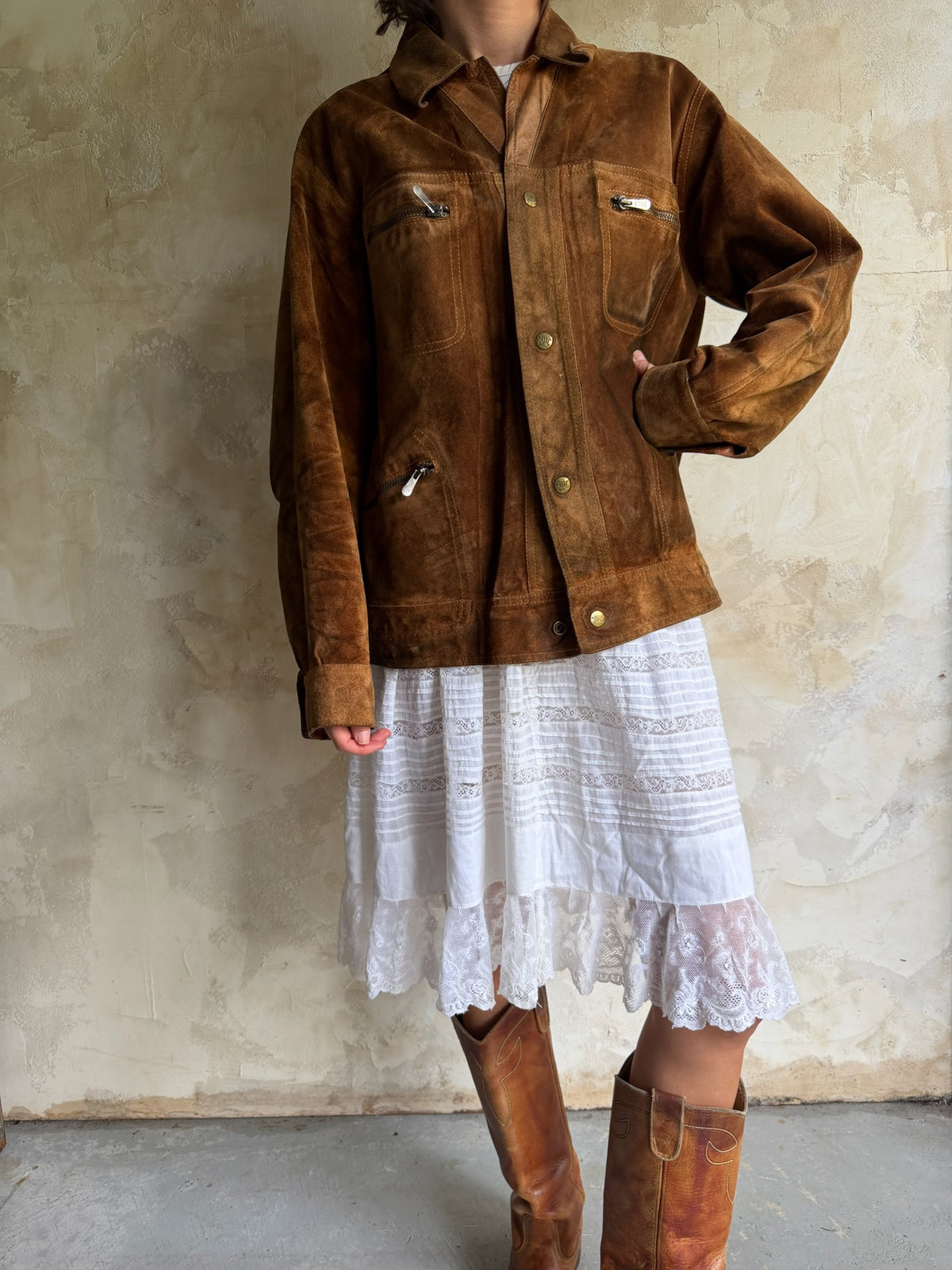 Faded Brown Suede Jacket