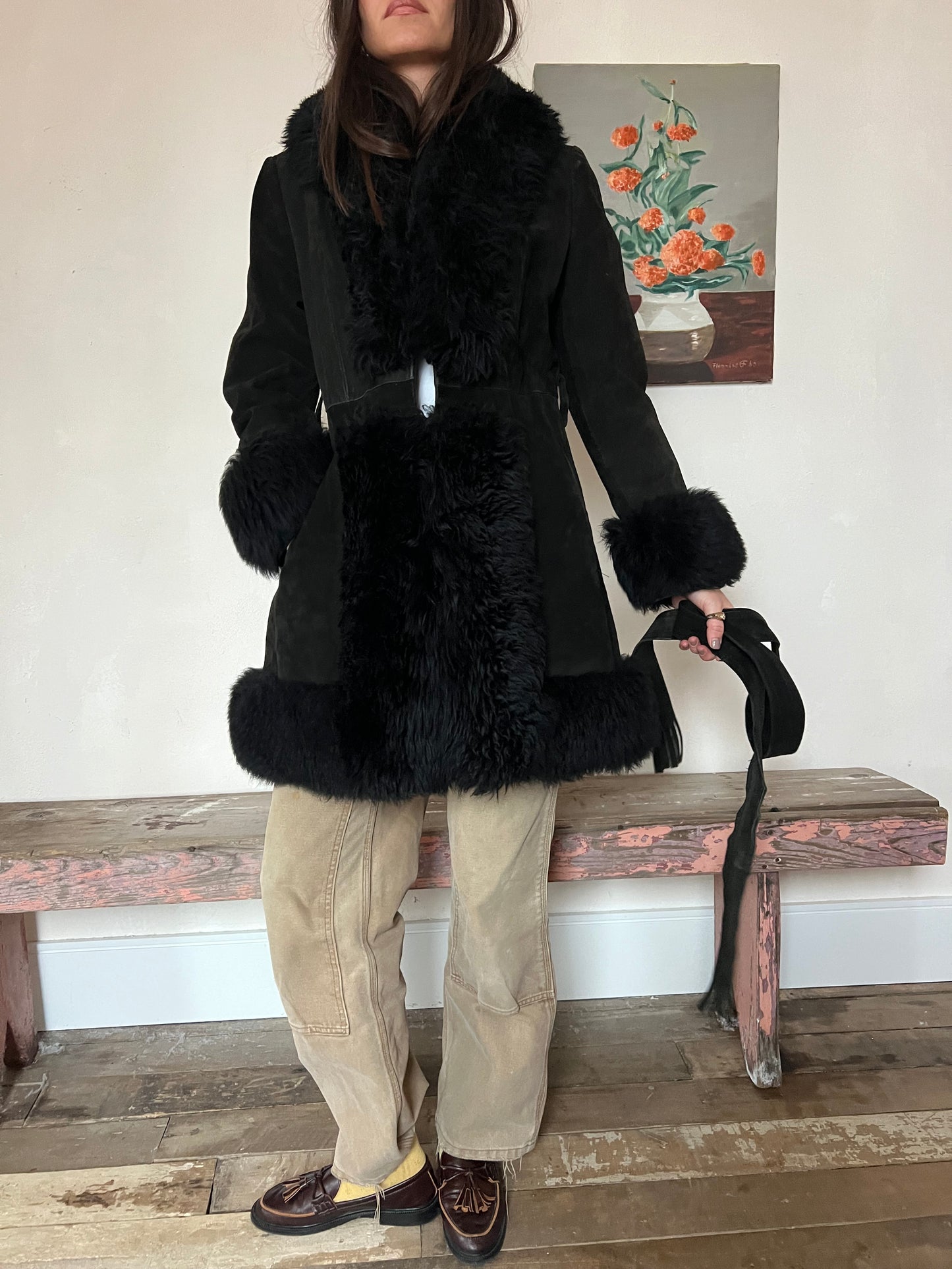 Black Suede Penny Lane Coat