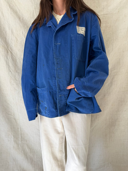 60s French Blue Cropped Chore Jacket 02