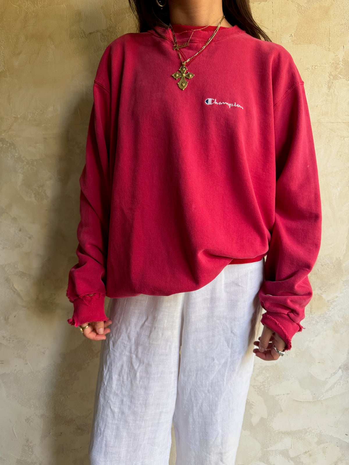 Faded Cherry Red Champion Crewneck
