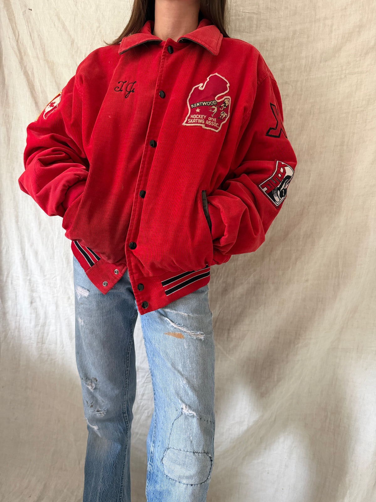Red Corduroy Hockey Jacket