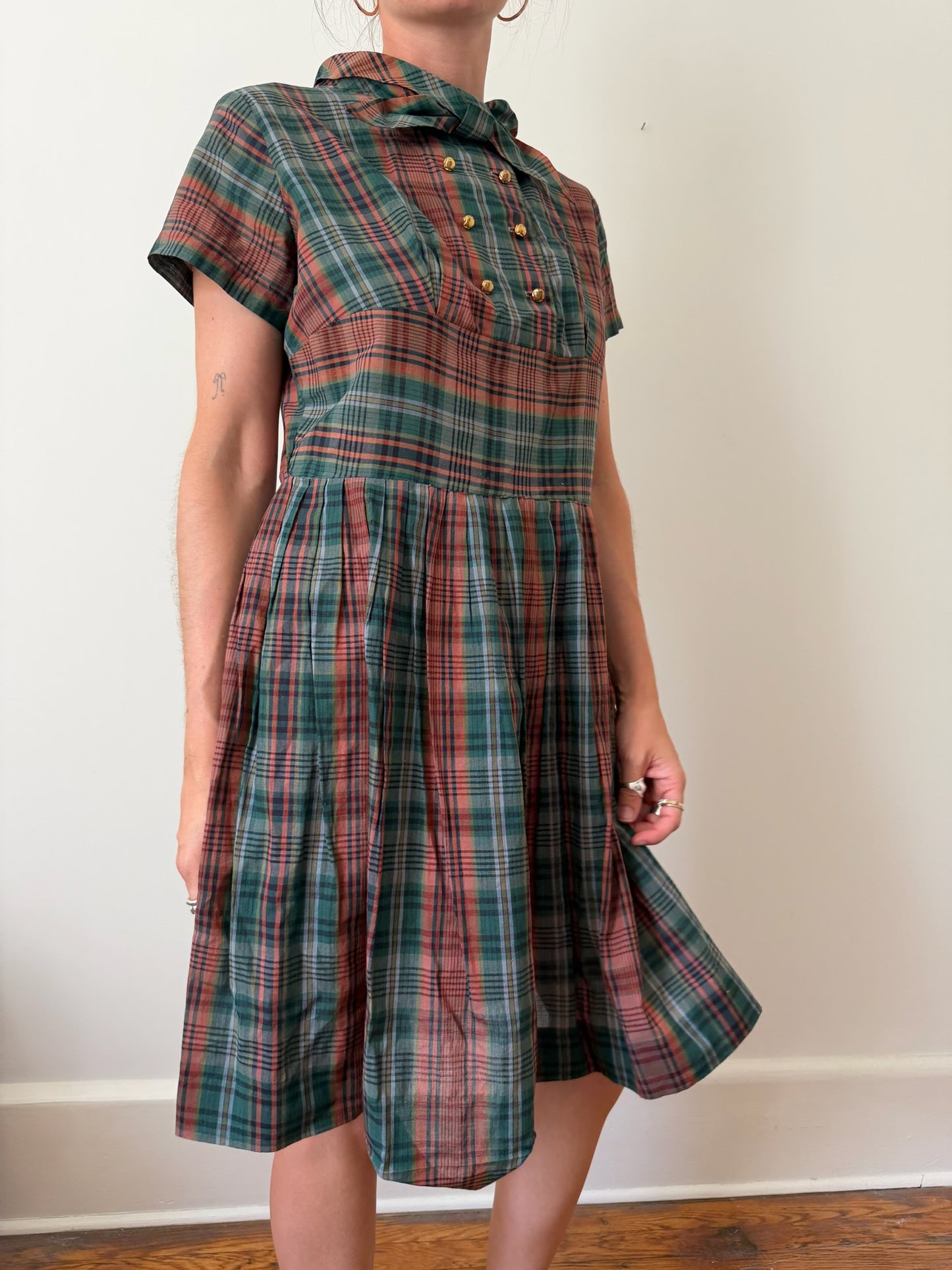 Orange and Green Plaid Dress