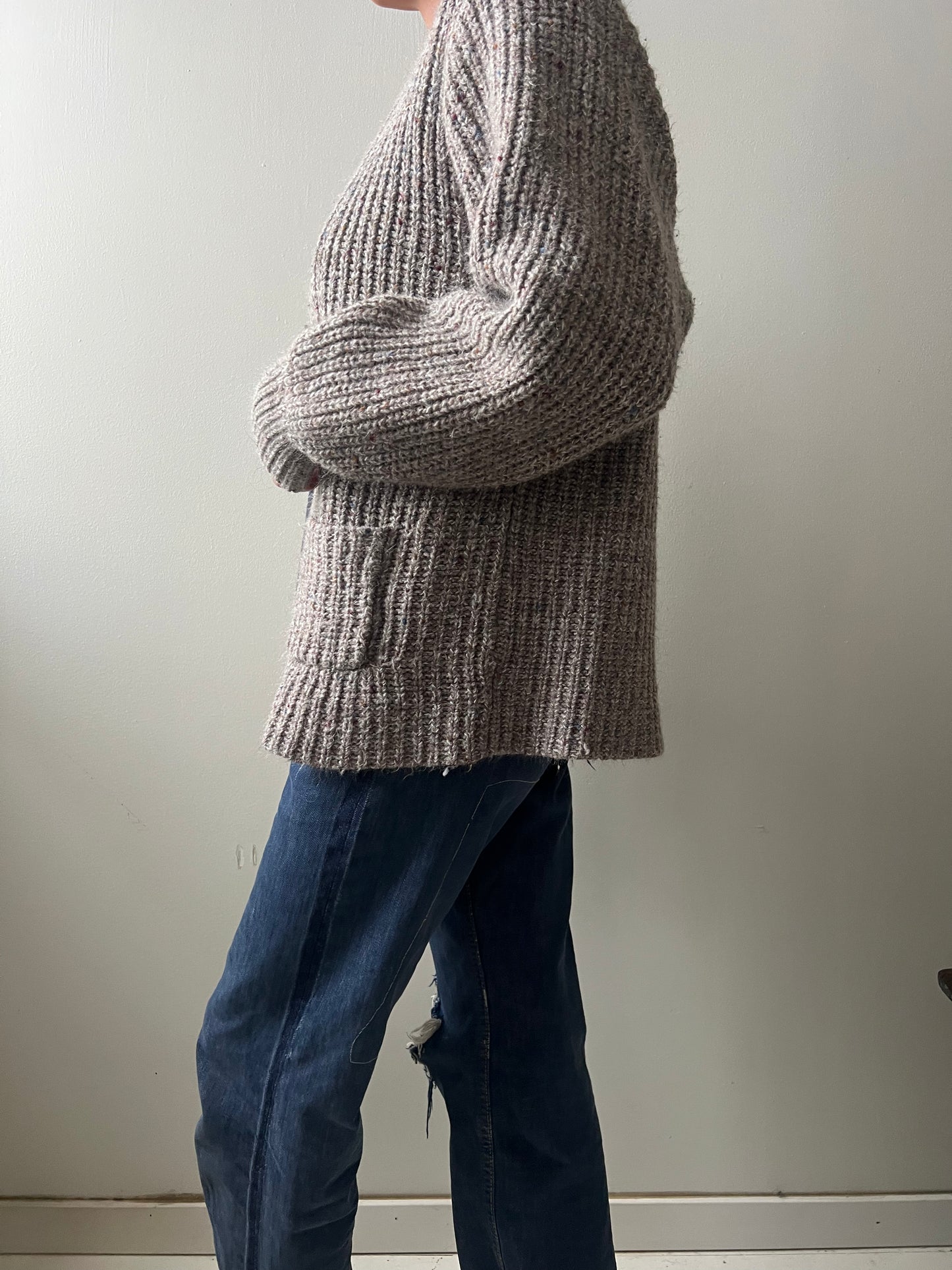 Speckled Grey + Mushroom Ribbed Knit