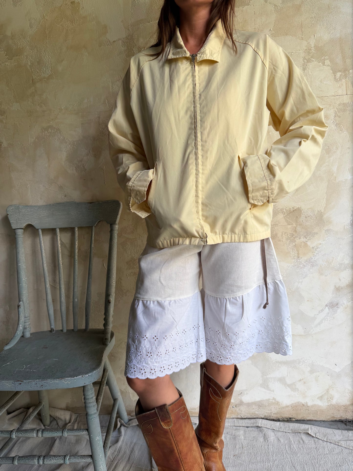 Butter Yellow Zip Up Light Jacket