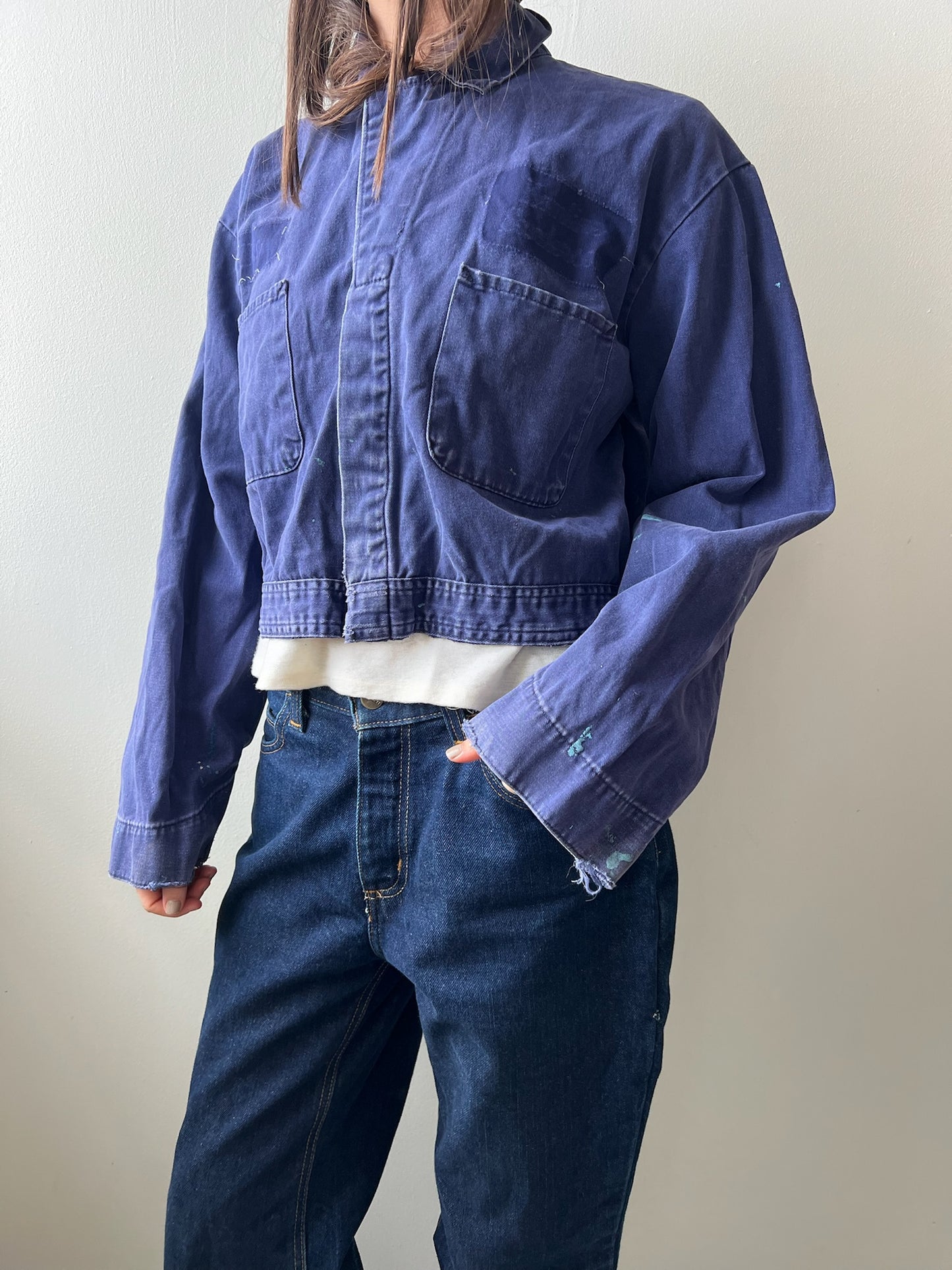 Cropped Indigo Blue Coveralls