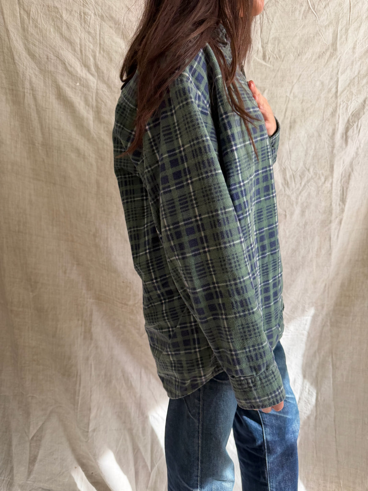 Green + Navy Worn In Flannel
