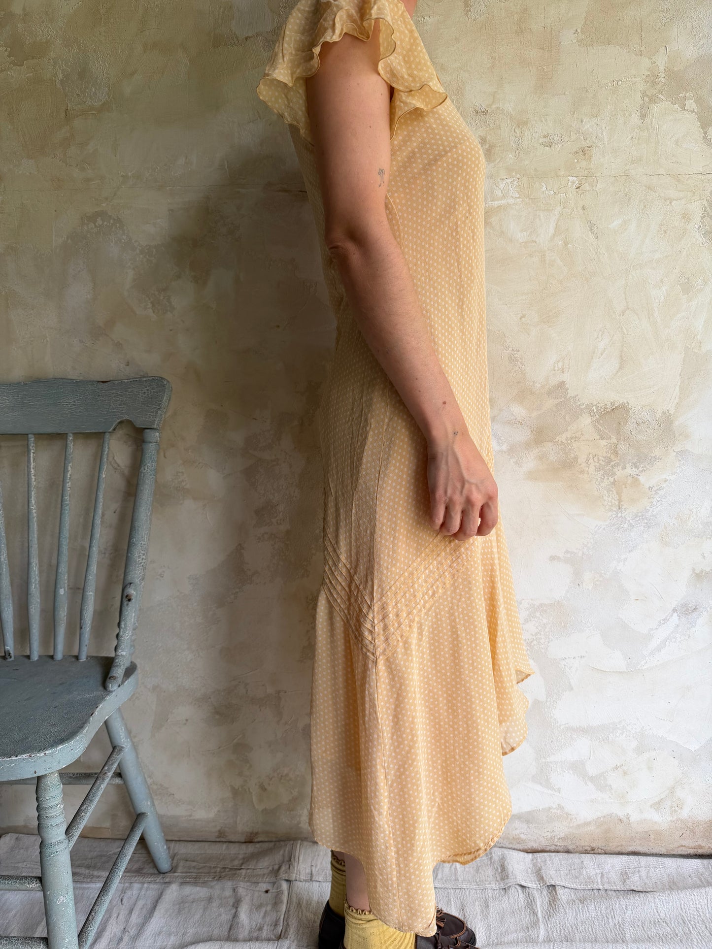 Peach Polka Dot Silk Dress