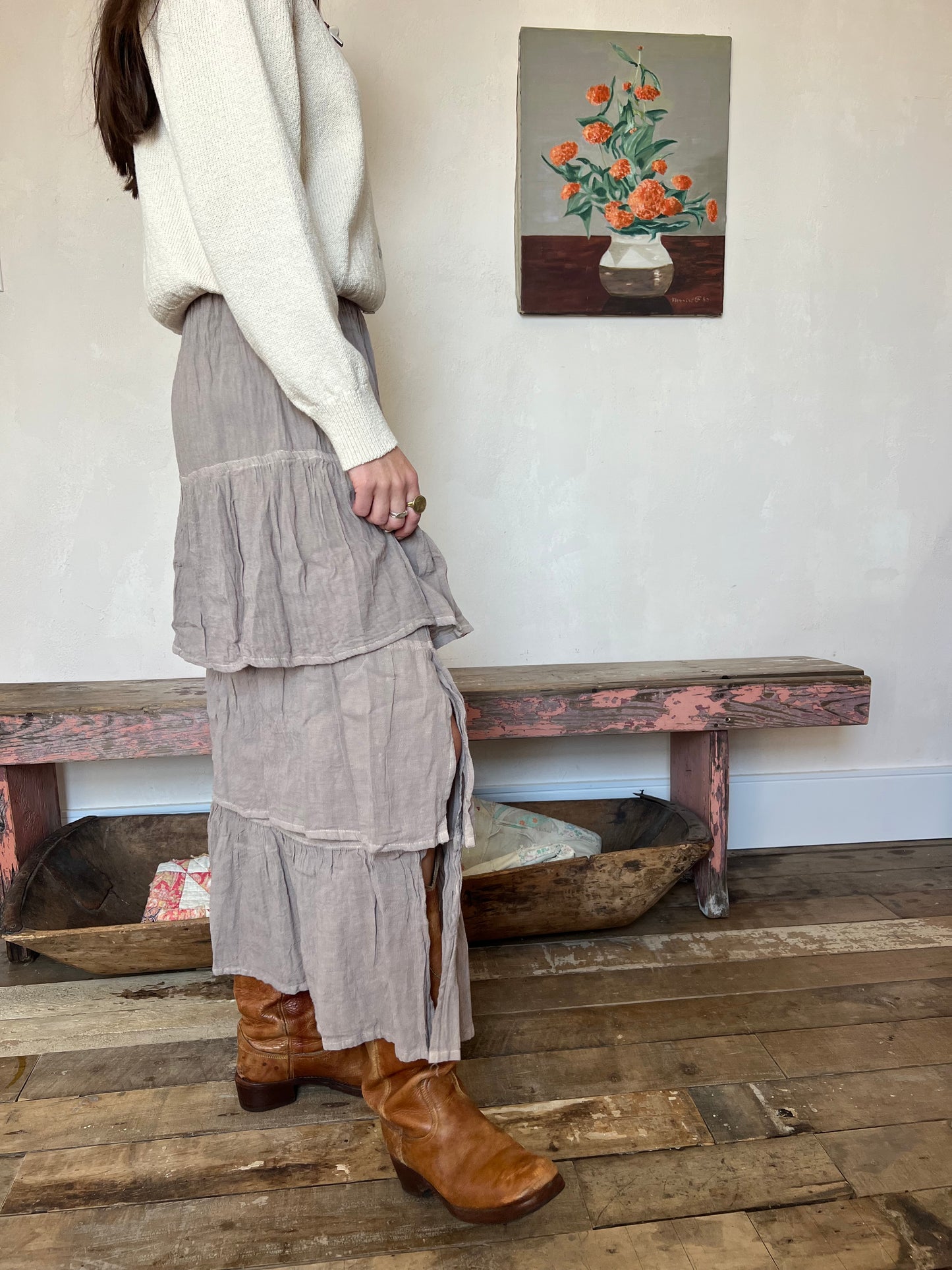 Oaxacan Stone Ruffle Skirt