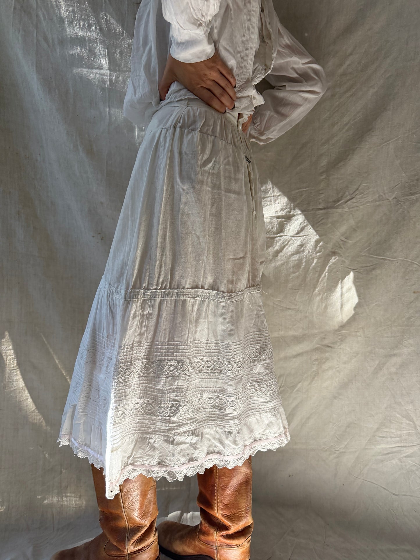 Antique Skirt with Pink Ribbon