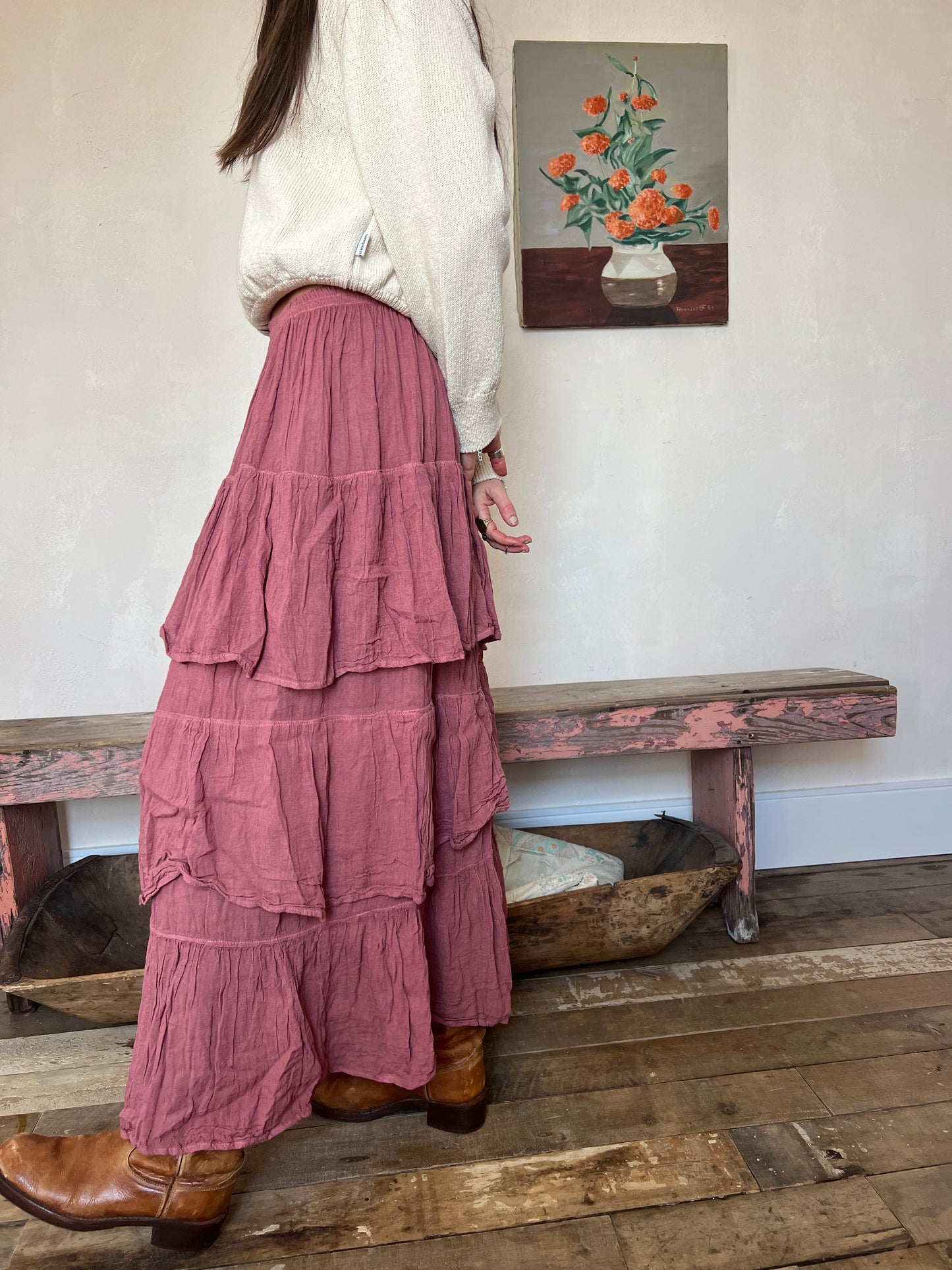 Oaxacan Raspberry Ruffle Skirt